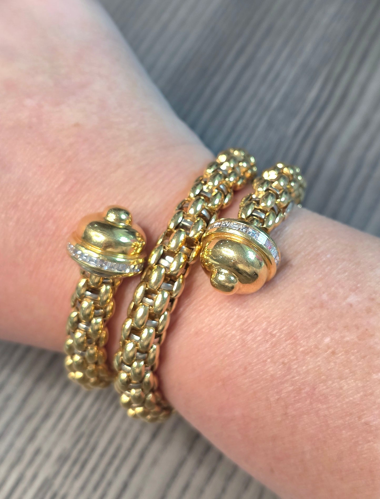 FOPE 18K Yellow Gold Diamond Wrap Bypass Bracelet