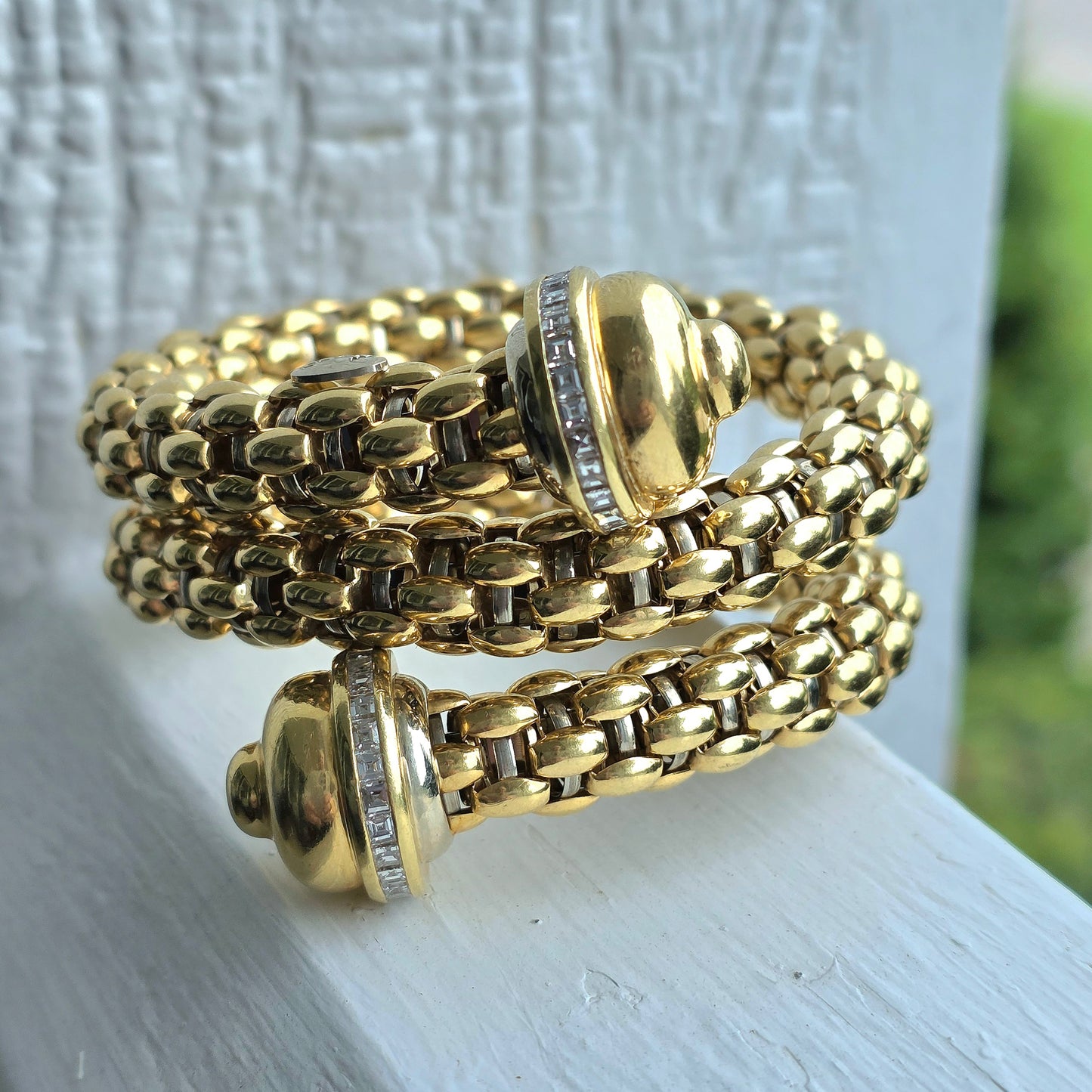 FOPE 18K Yellow Gold Diamond Wrap Bypass Bracelet