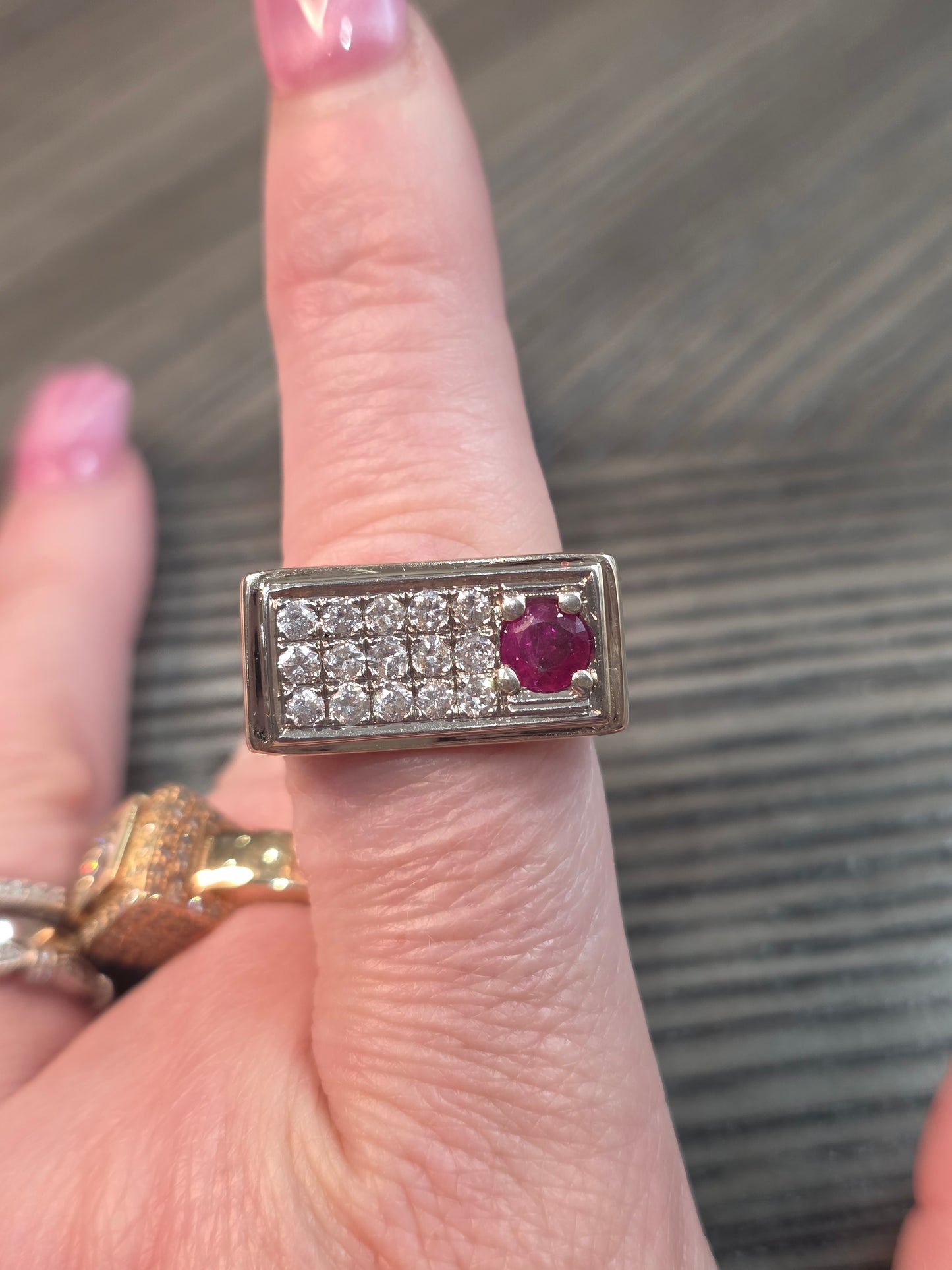 14k Ruby & Diamond Signet Ring