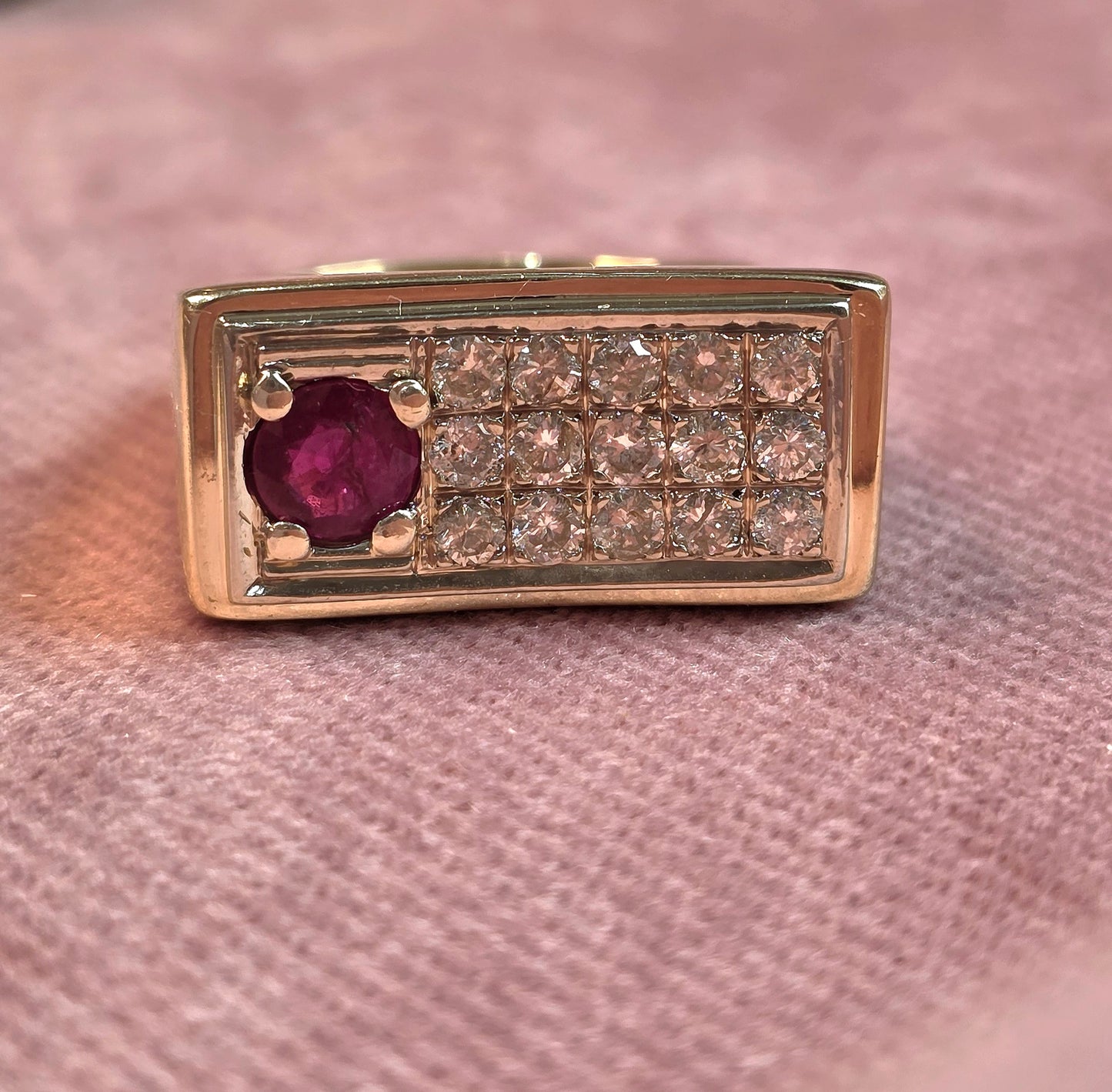 14k Ruby & Diamond Signet Ring