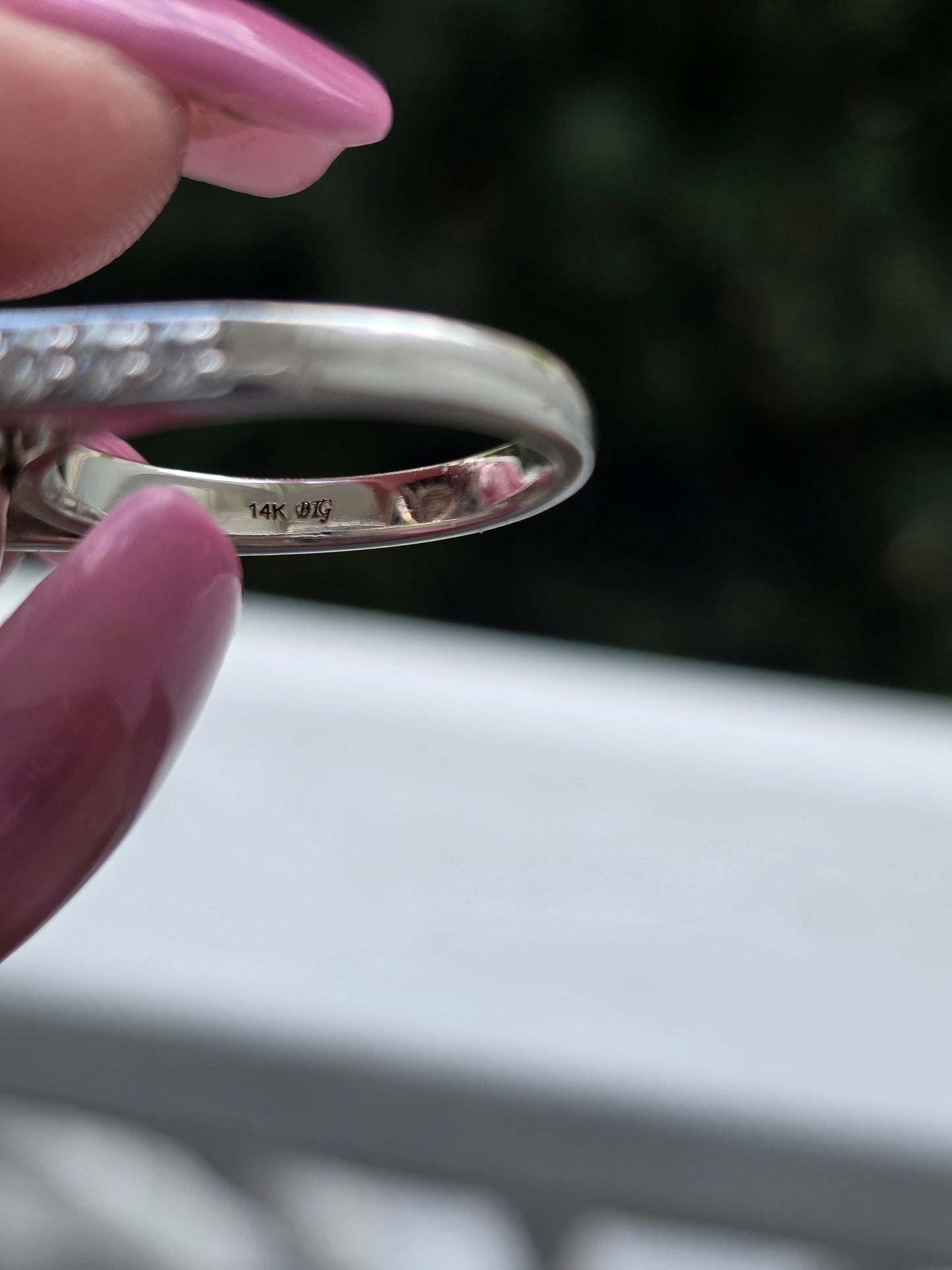 14k White Gold 3 Carat Lab Diamond & Tsavorite Garnet Halo Ring