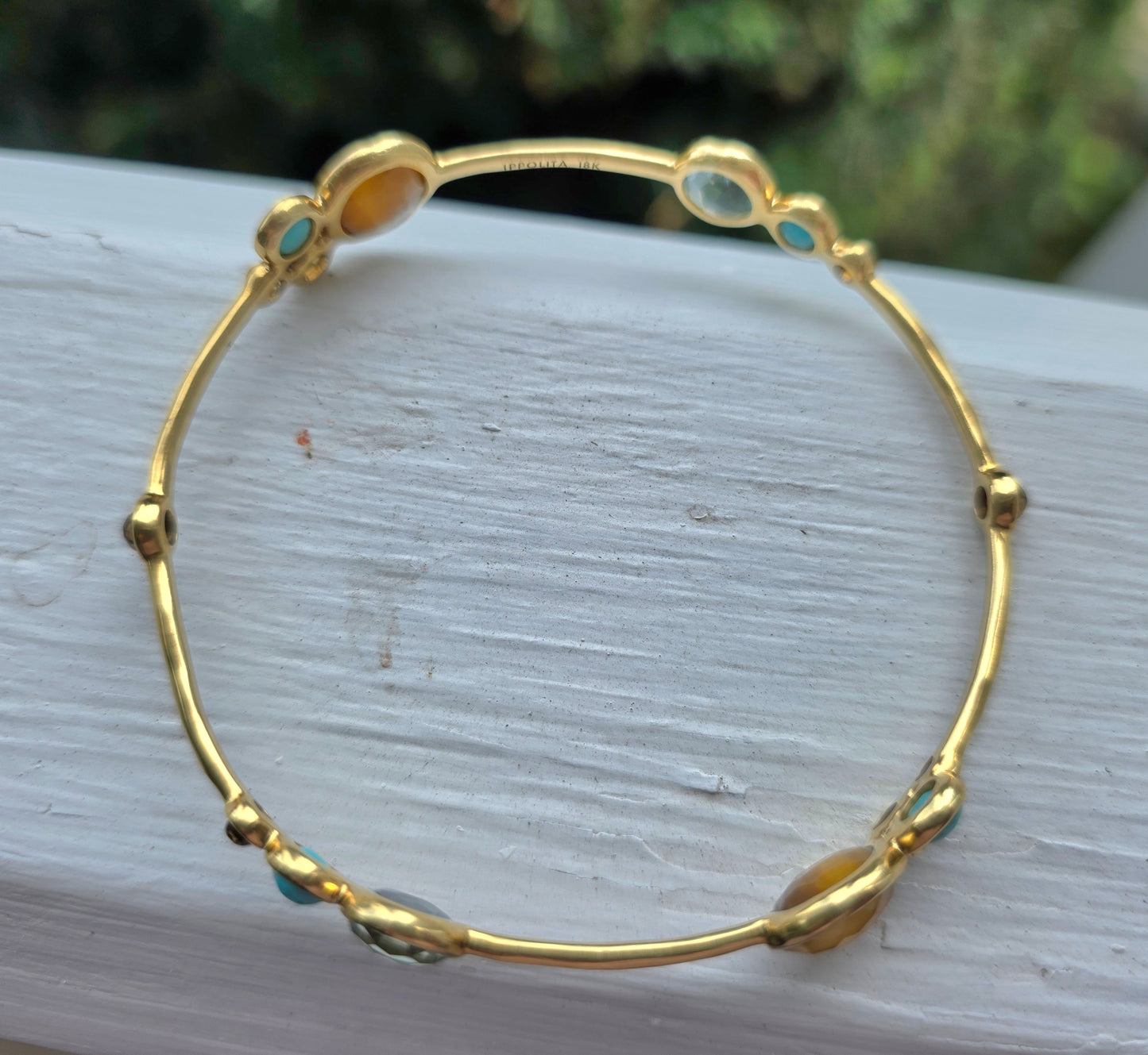 Ippolita Multi Gemstone 18k Gold Bangle Bracelet