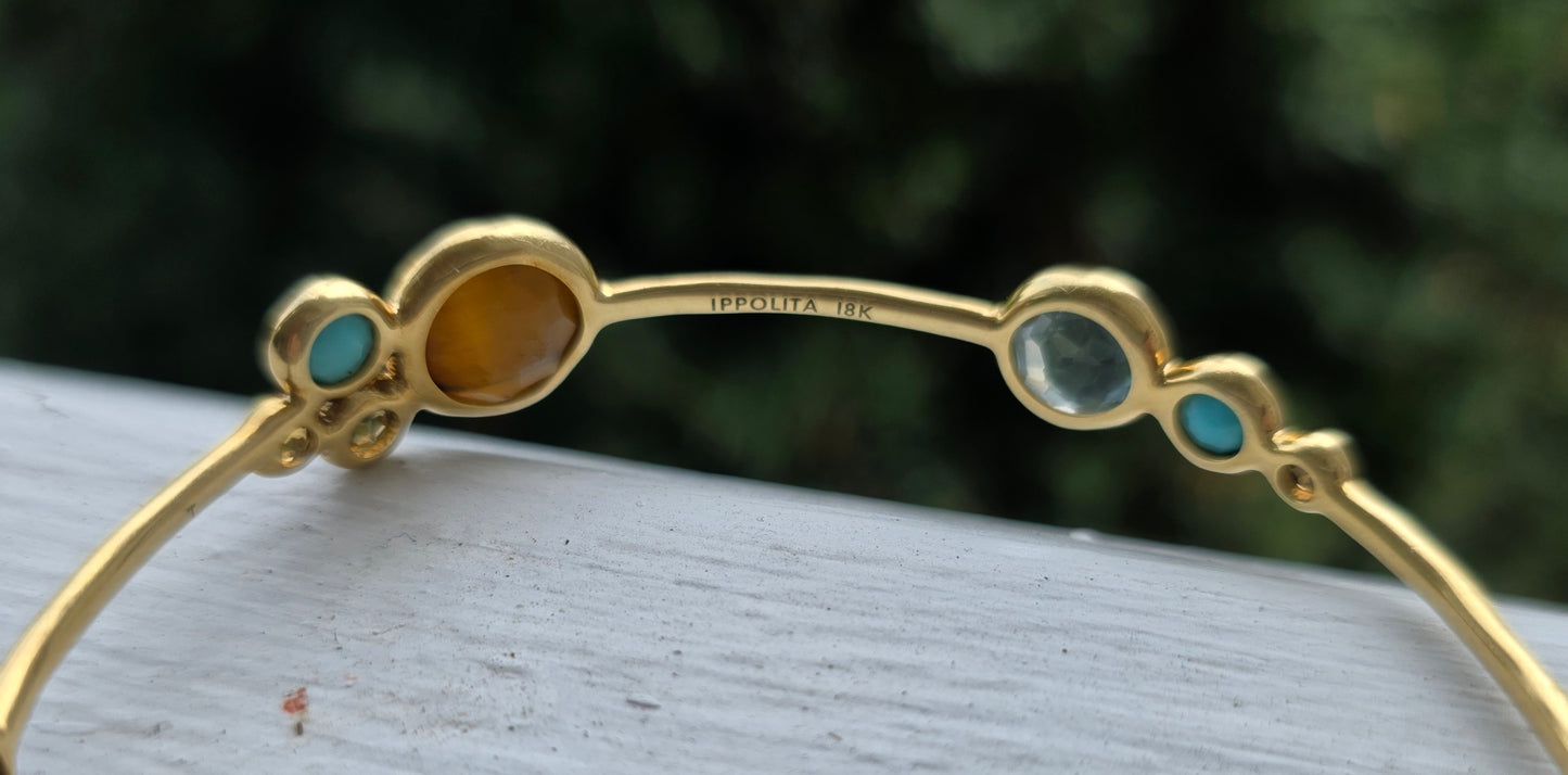 Ippolita Multi Gemstone 18k Gold Bangle Bracelet