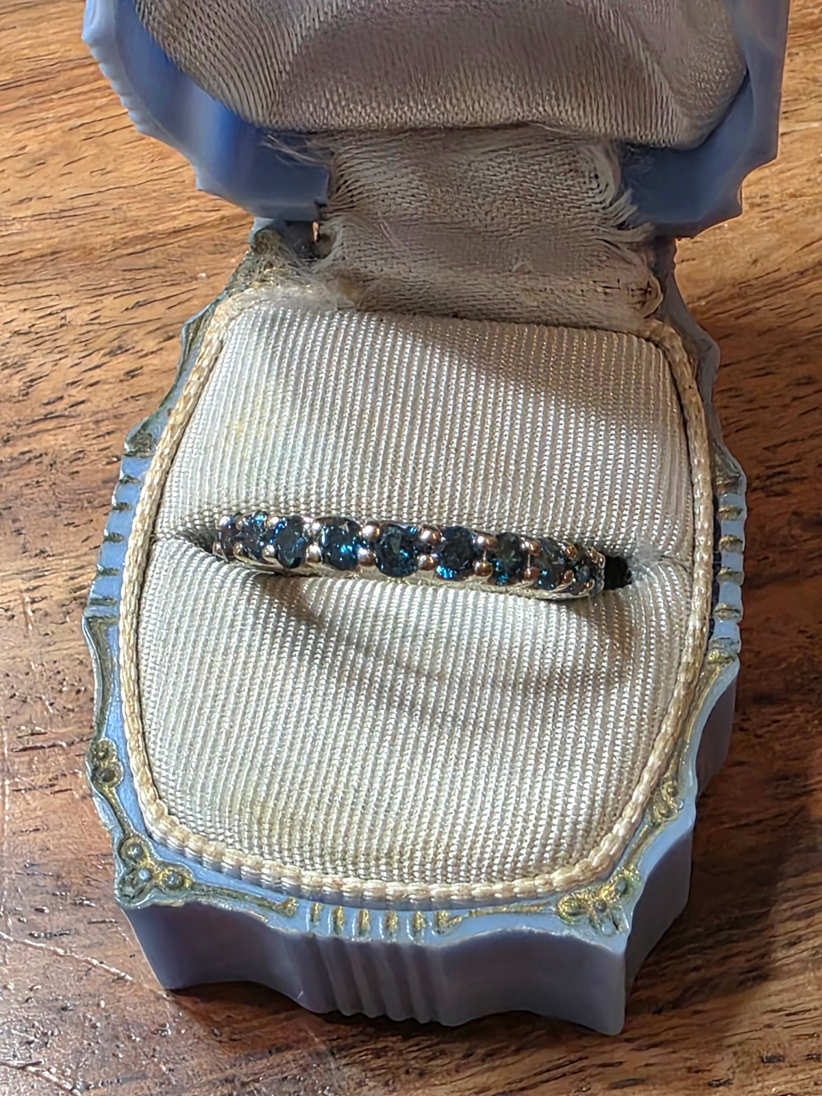 Estate 14k White Gold Blue Diamond Eternity Band Ring, 2.10ctw