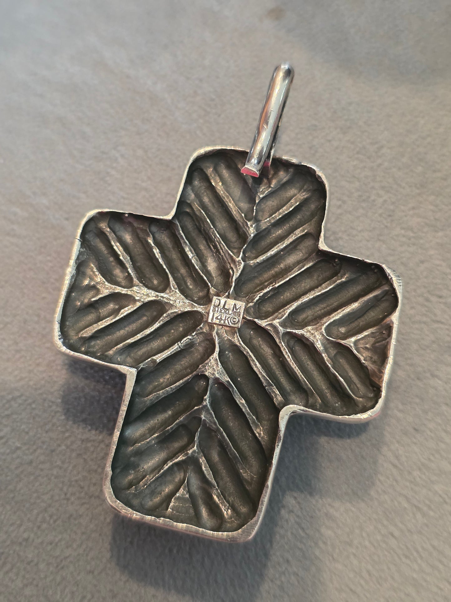 Dian Malouf Sterling Silver & Gold Cross & Heart Pendant