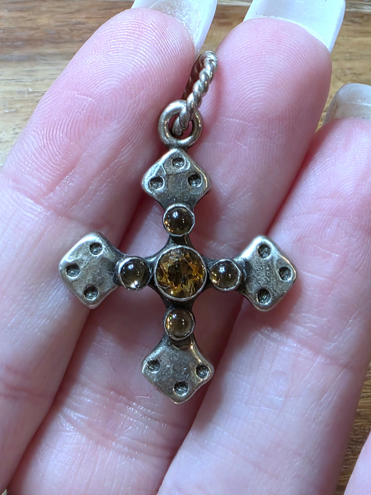 Richard Schmidt Sterling Silver Citrine Maltese Cross Pendant