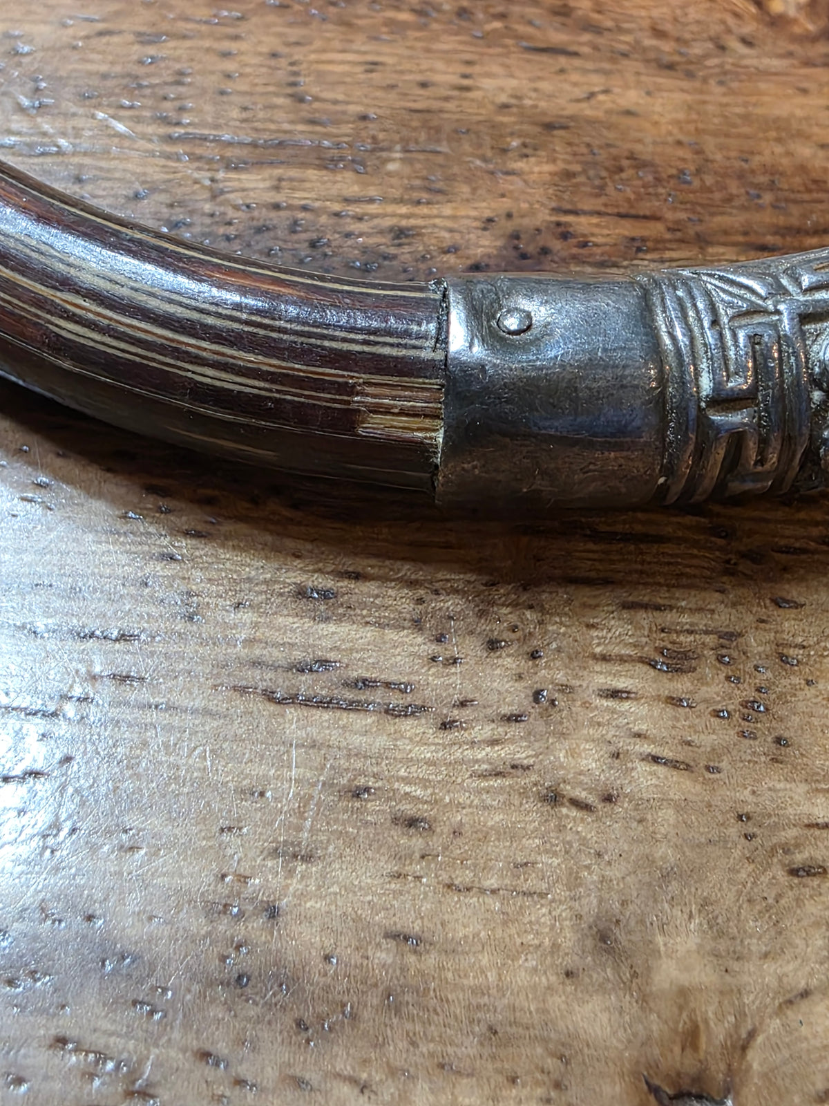 Vintage Chinese Export Sterling Silver & Bamboo Rattan Phoenix Bangle Bracelet