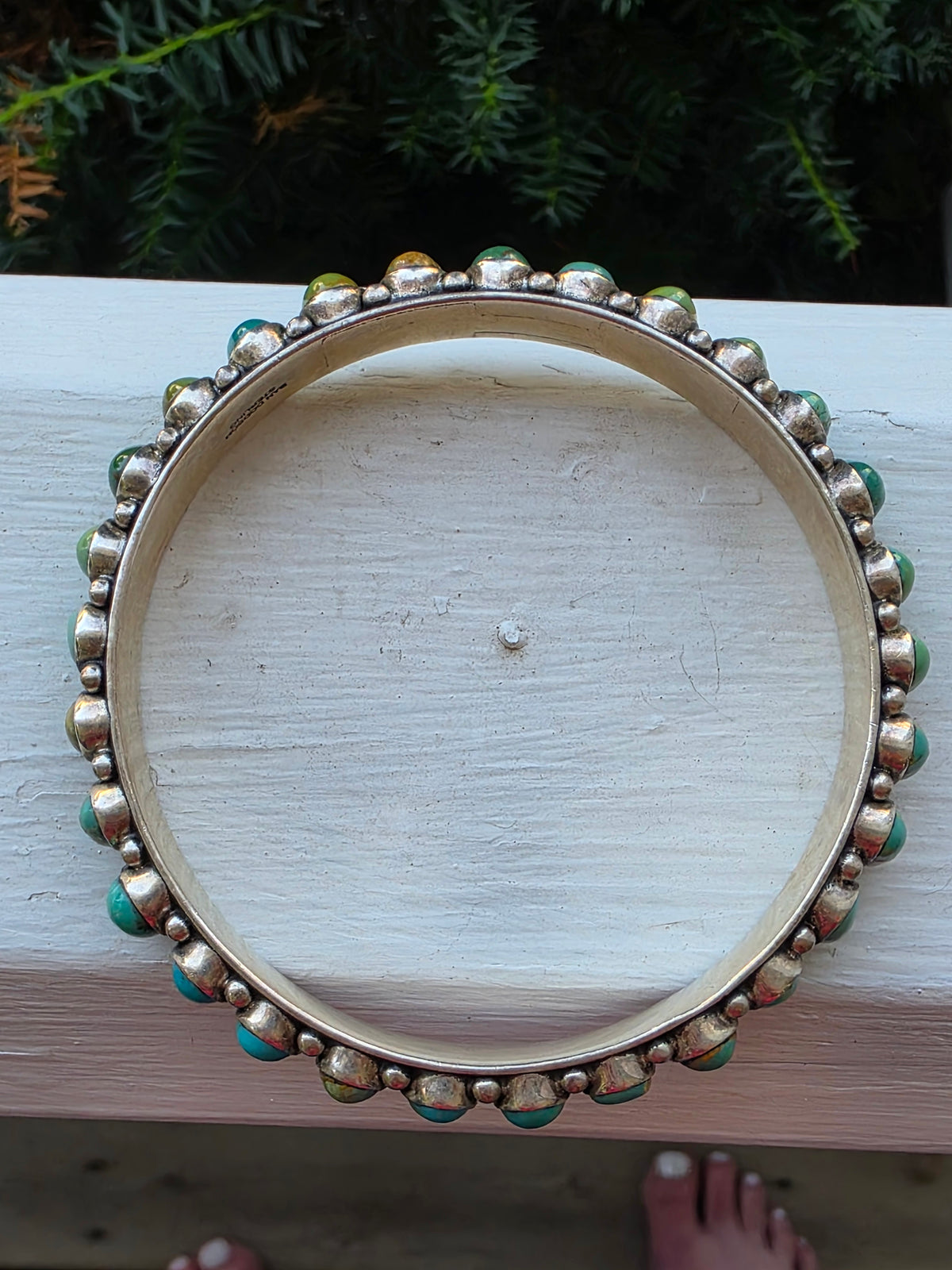 Southwest Dan Dodson Sterling Silver Royston Turquoise Bangle Bracelet