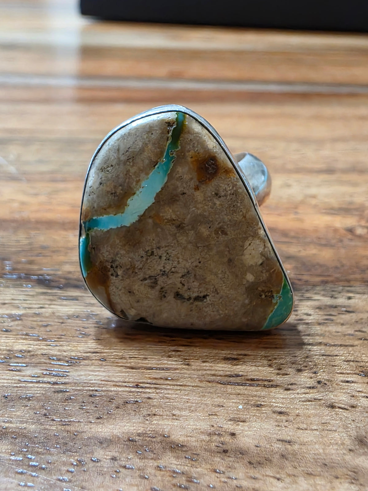 Southwestern Boulder Turquoise Sterling Silver Ring, Adjustable