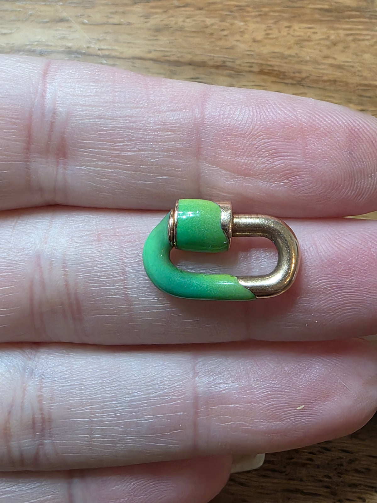 Marla Aaron 14K Rose Gold Enamel Vert Chubby Babylock