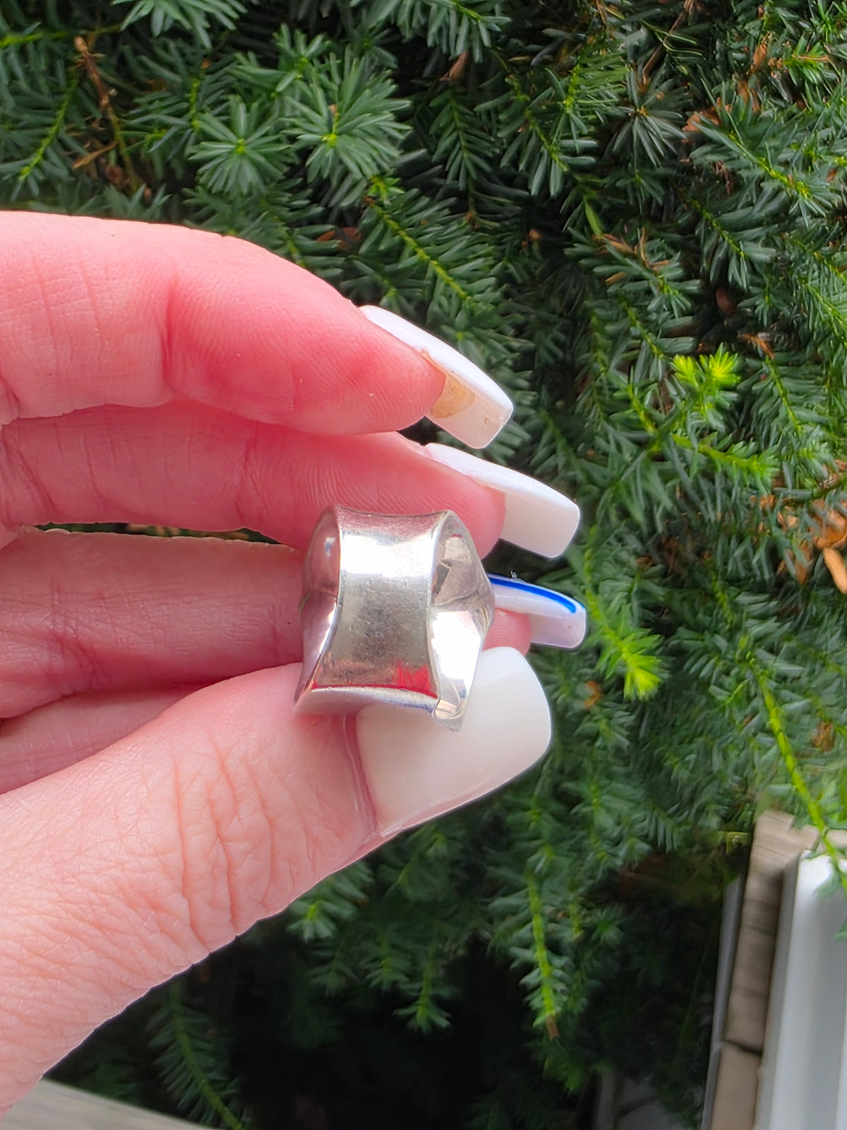 Artisan Sterling Silver & 14k Sculptural Split Band Ring, Moveable