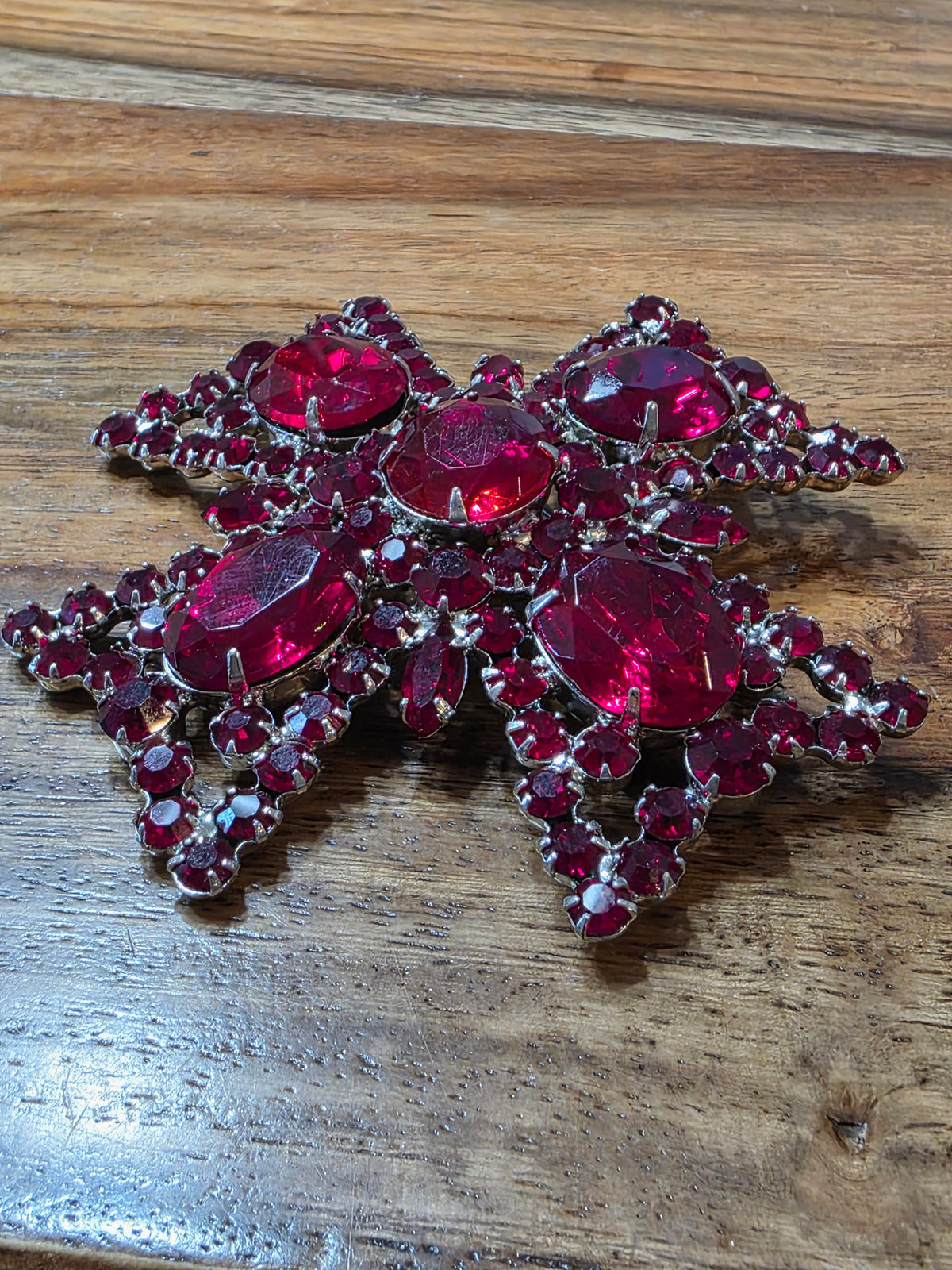 Large Vintage Juliana D&E Riche Cherry Red Maltese Cross Brooch Pendant