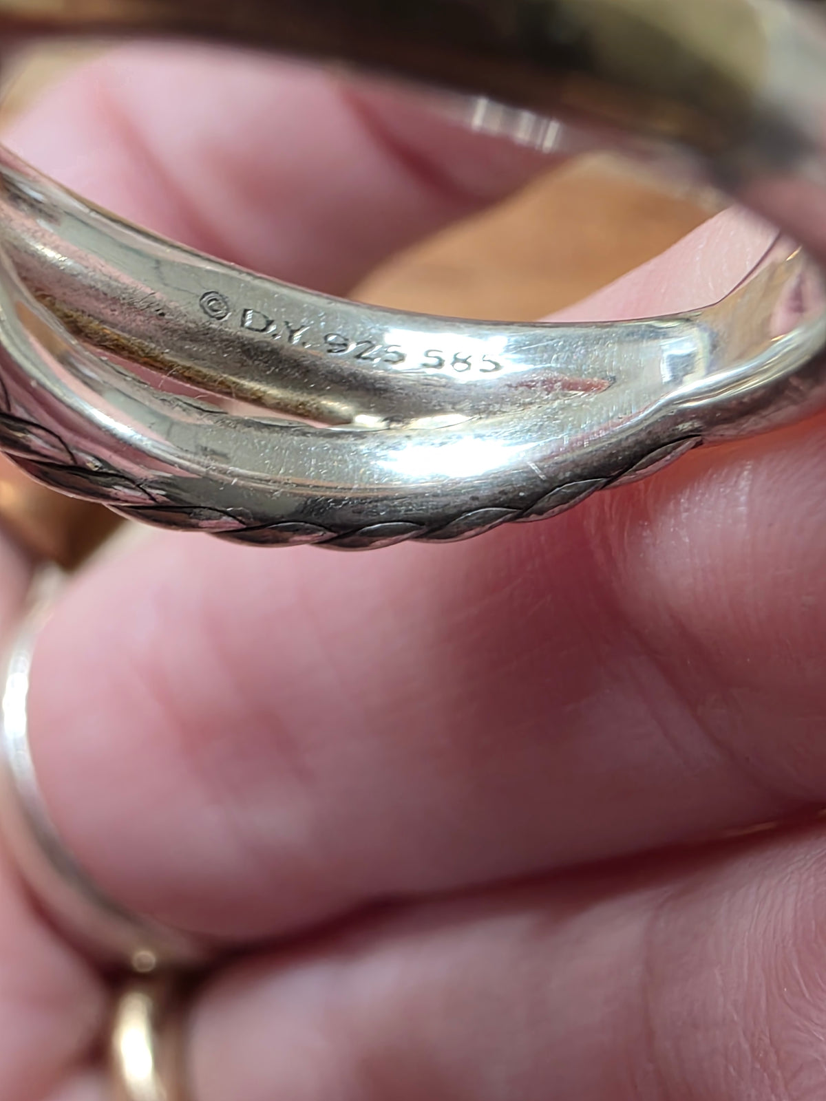 David Yurman Crossover Two Row Cable Ring, 14k & 925