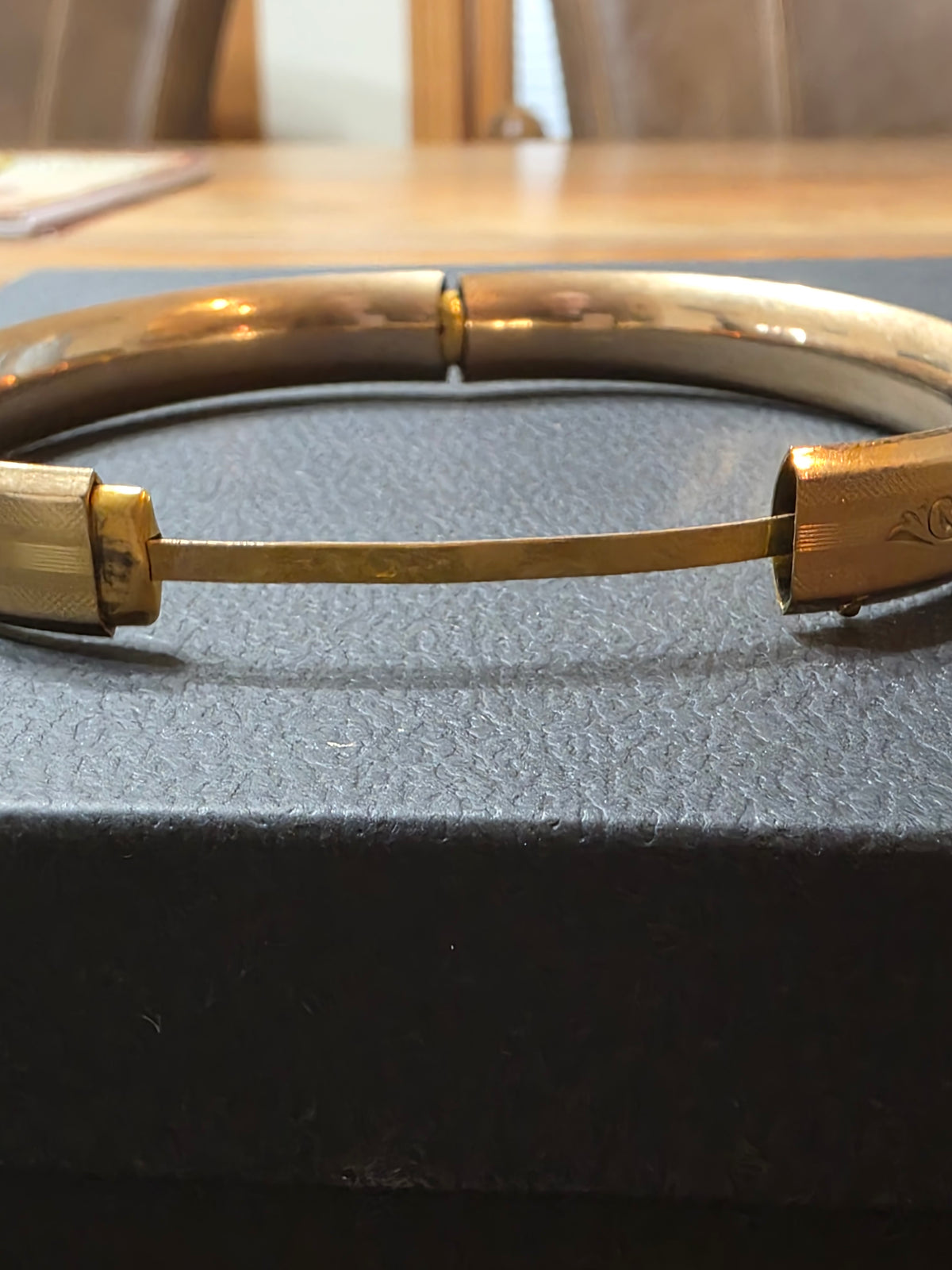 Antique Victorian Gold Filled Etched Bangle Bracelet Blank Cartouche Hinged