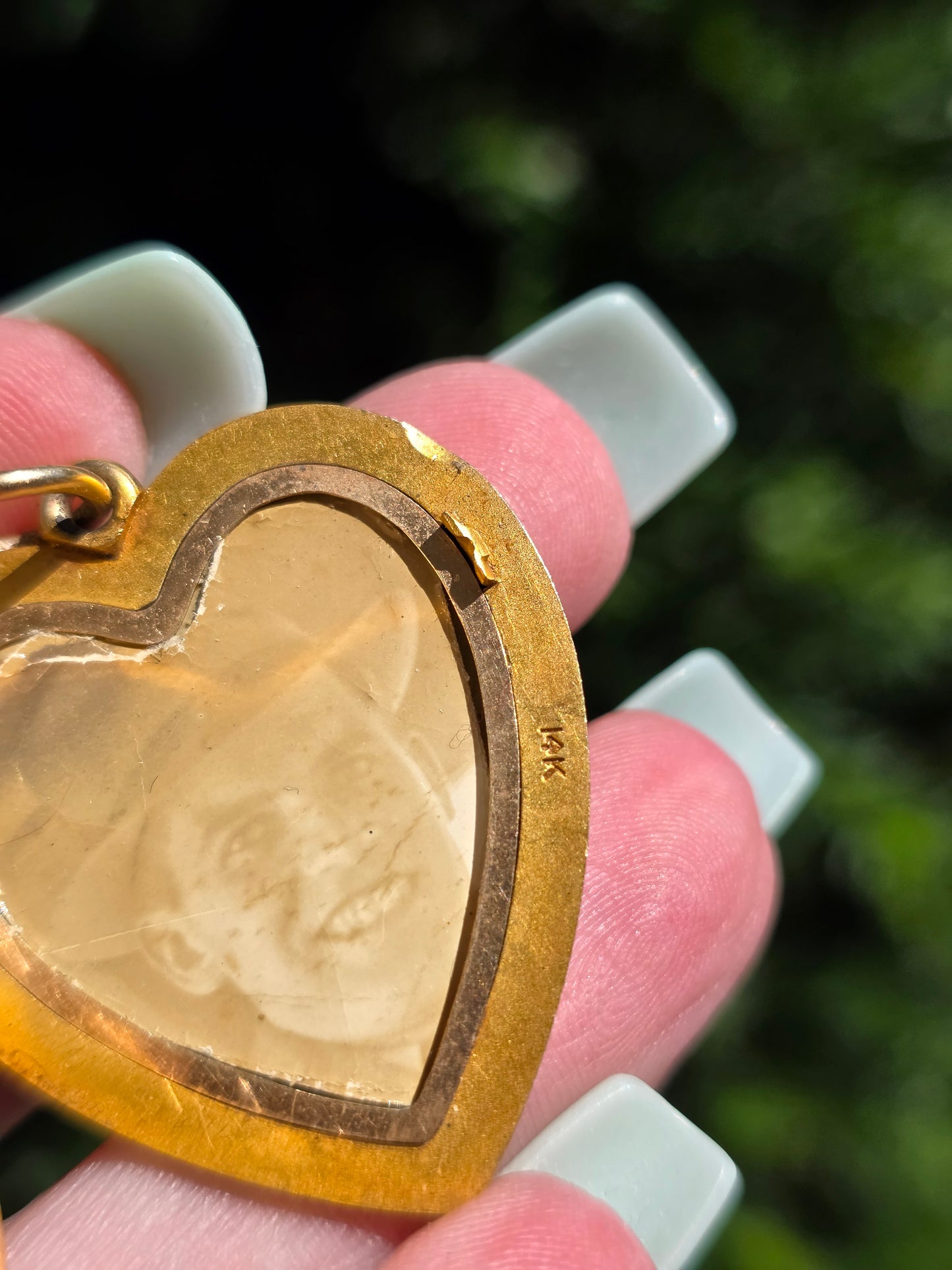 Antique 14k Gold Diamond Lady Heart Locket