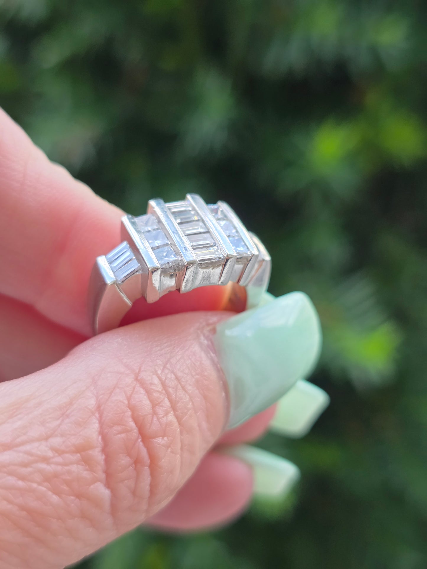 Platinum & Diamond Geometric Ring