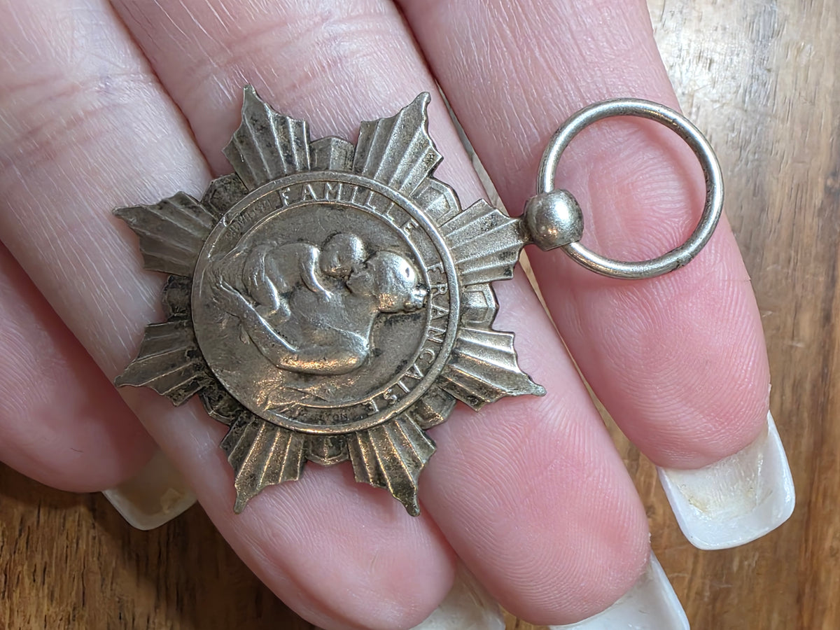 Antique 1920 French Family Medal Silvered Bronze Leon Deschamps Hygiene