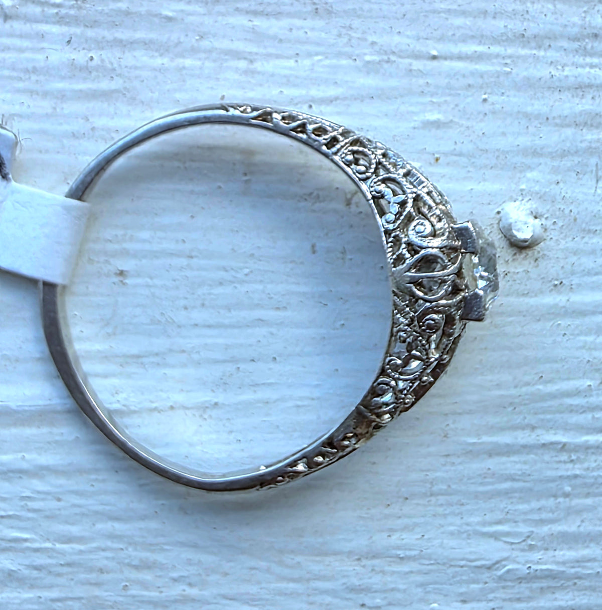 Art Deco Platinum Diamond Filigree Ring, .76ctw