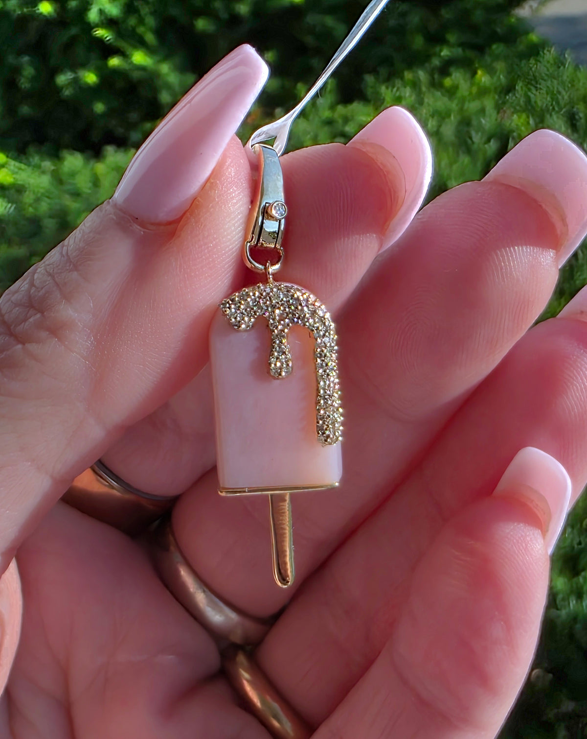 Pink Opal & Diamond Popsicle
