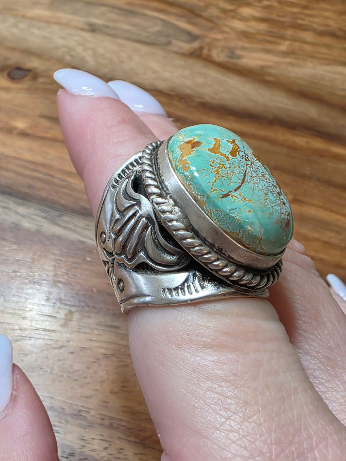 Navajo Lorenzo James Royston Turquoise Ring, Bold, Ornate