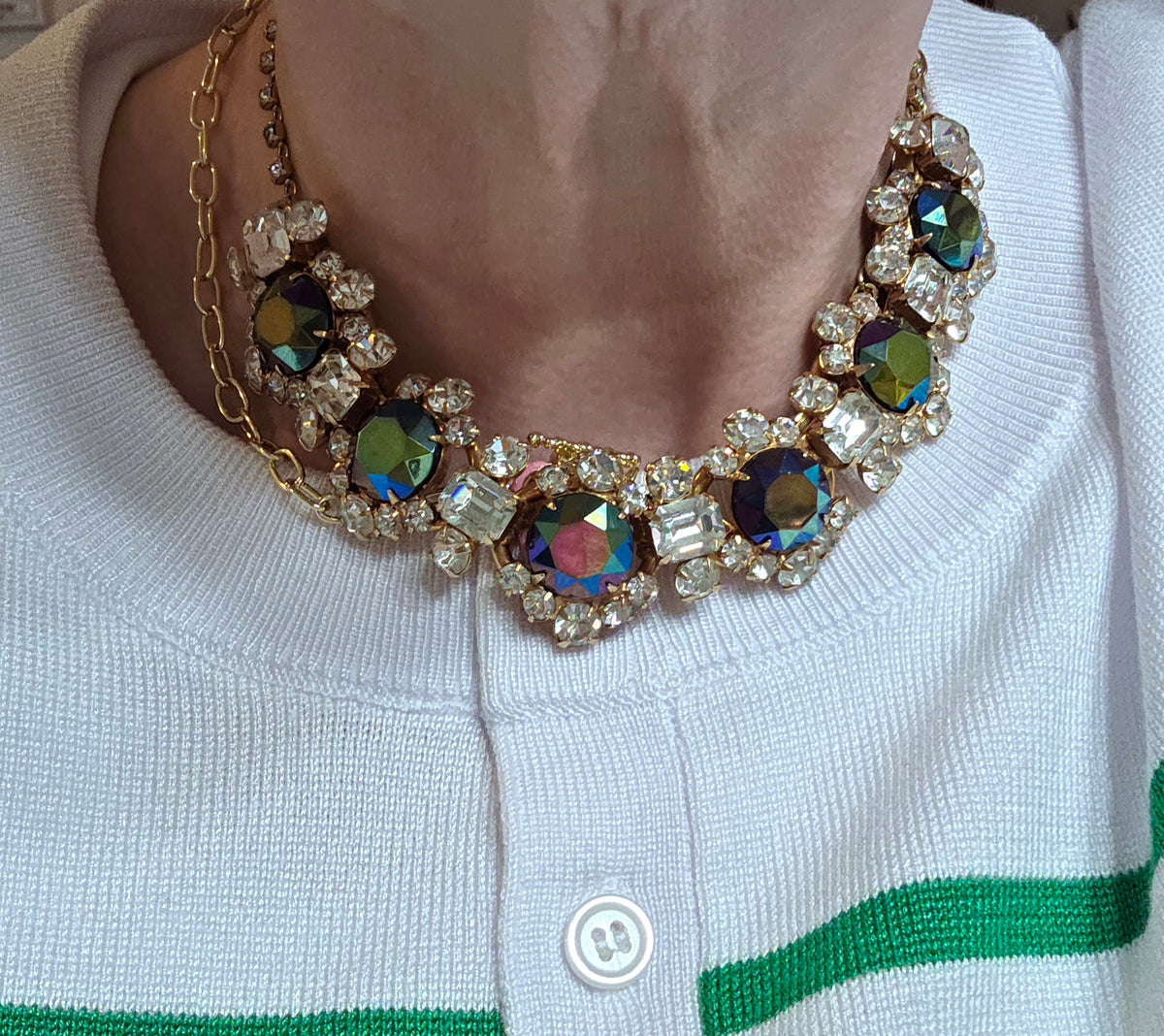 Gorgeous Vintage Juliana D&E Heliotrope & Clear Rhinestone Collar Necklace 1960s