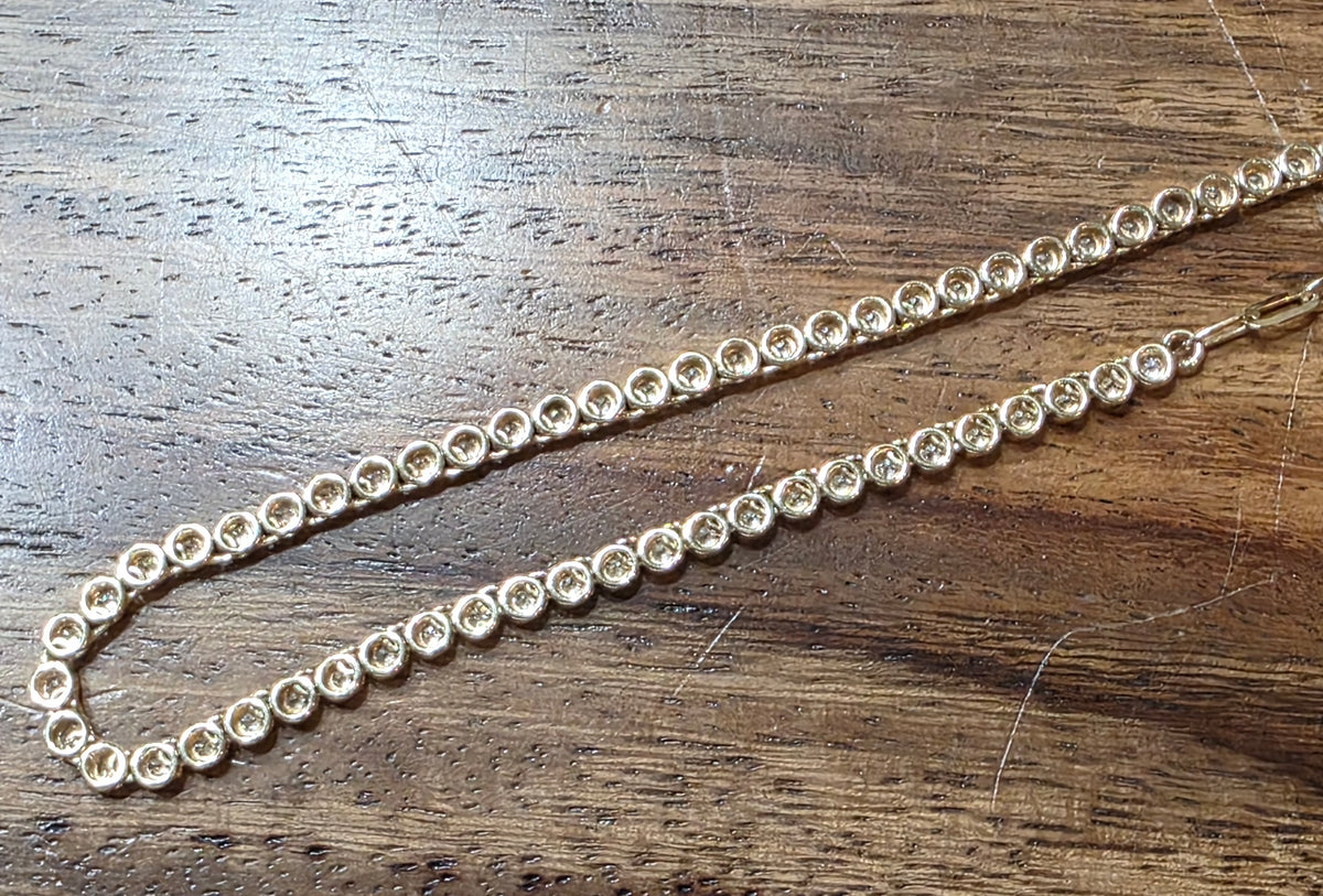 Diamond Half Tennis Necklace, 1.8ctw, 14k Yellow Gold