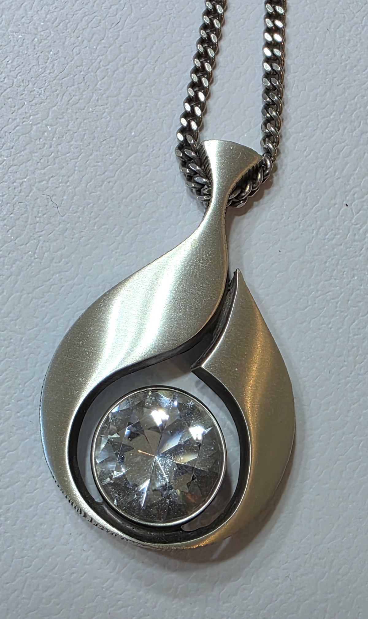 Karl Laine for Finnfeelings Modernist Sterling Silver & Rock Crystal Necklace