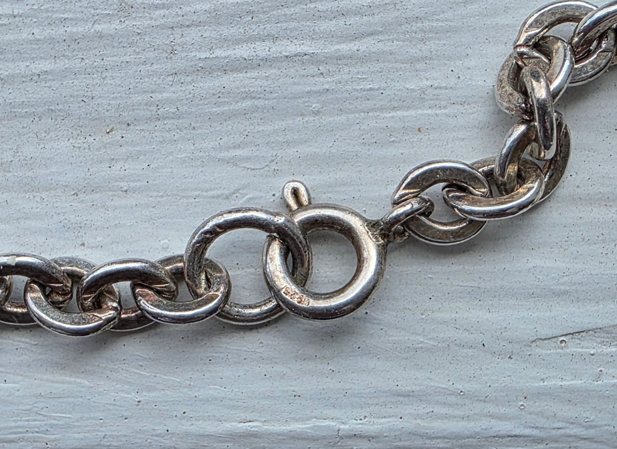 Antique Sterling Silver Repousse Heart Vesta Pendant Necklace