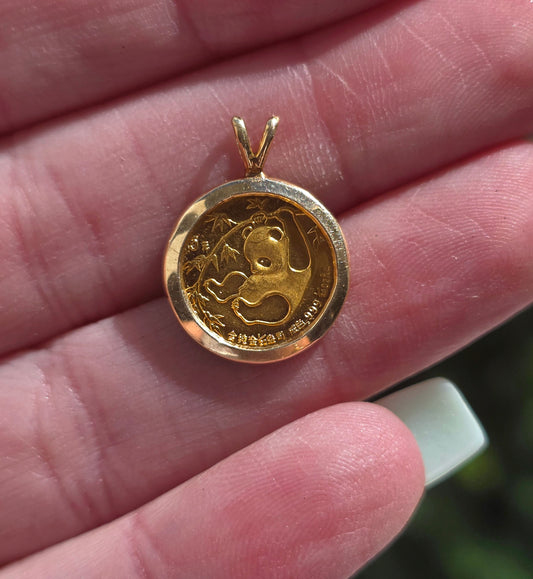 Vintage Panda Coin Pendant 14k/22k