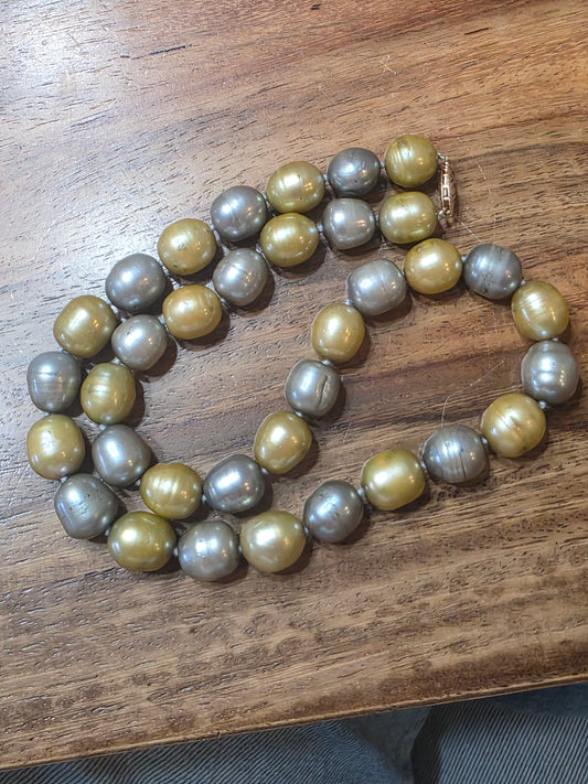 Estate 14k Gold Baroque Pearl Necklace