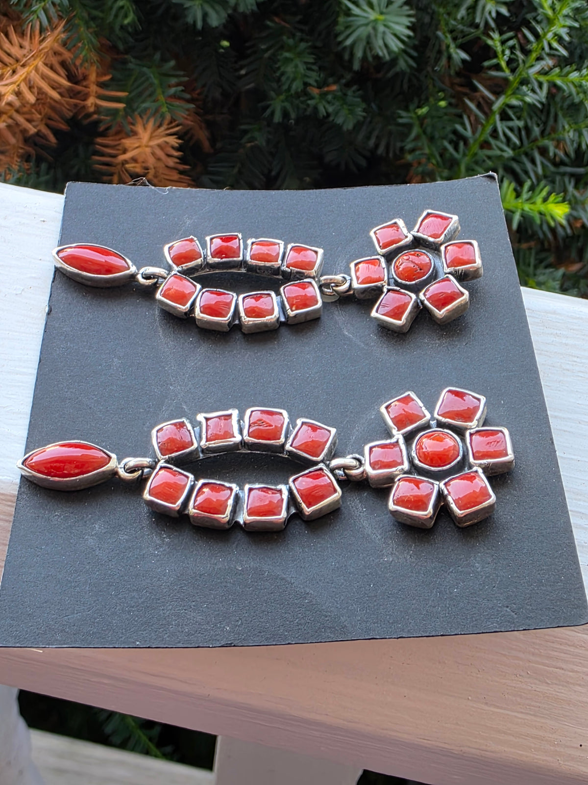 Federico Jimenez Oaxaca Sterling Silver Mediterranean Coral Earrings