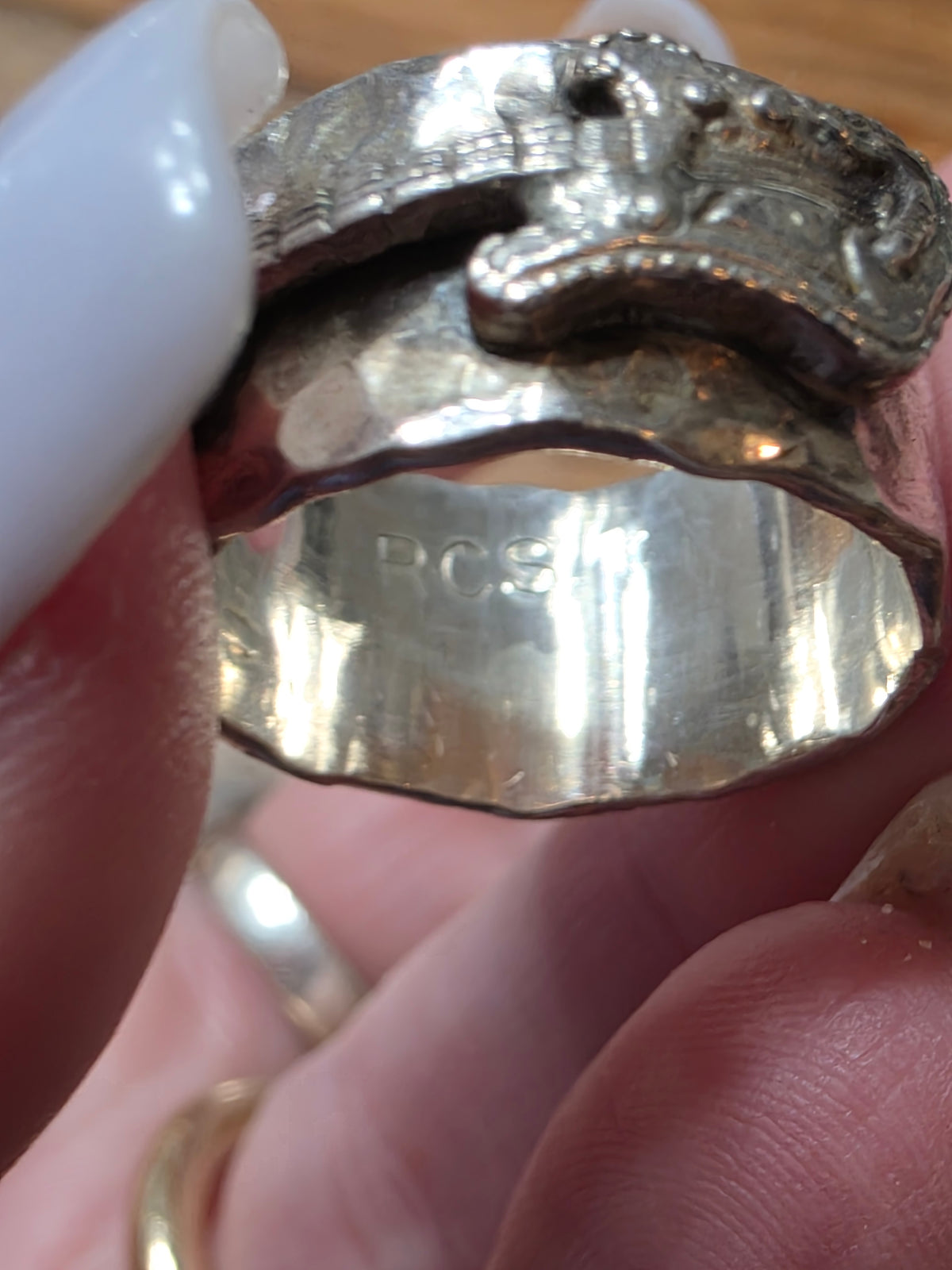 Artisan Hand-Crafted Richard Schmidt Hammered Sterling Electric Guitar Band Ring