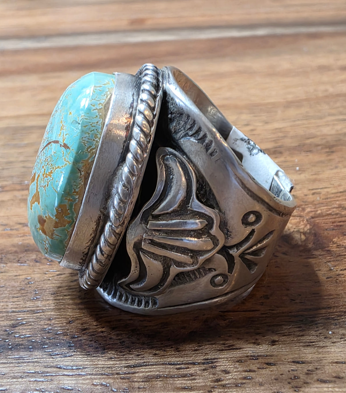 Navajo Lorenzo James Royston Turquoise Ring, Bold, Ornate
