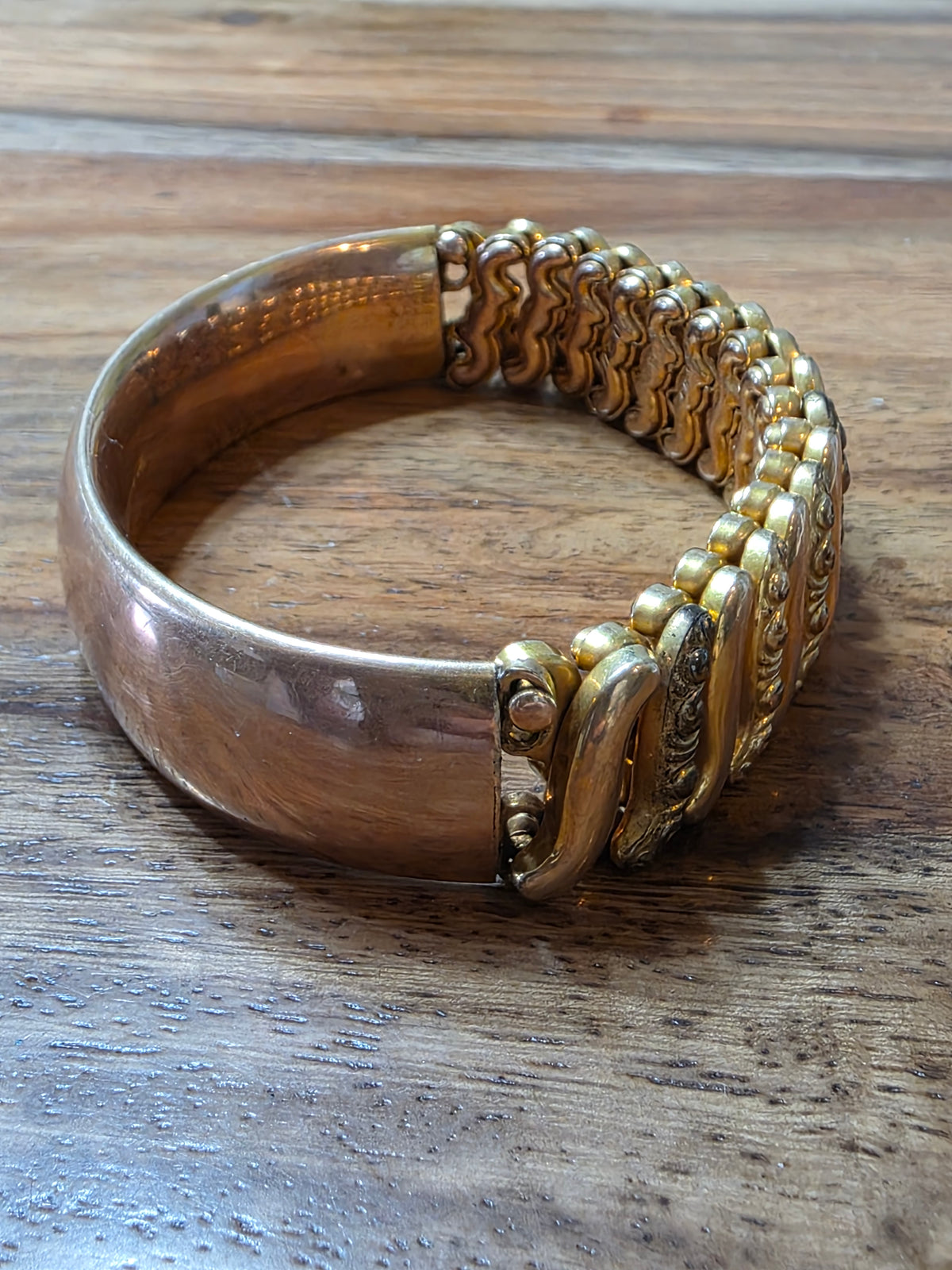Antique Gold Filled Half Solid Sweetheart Expansion Bracelet Carmen D.F.B. Co