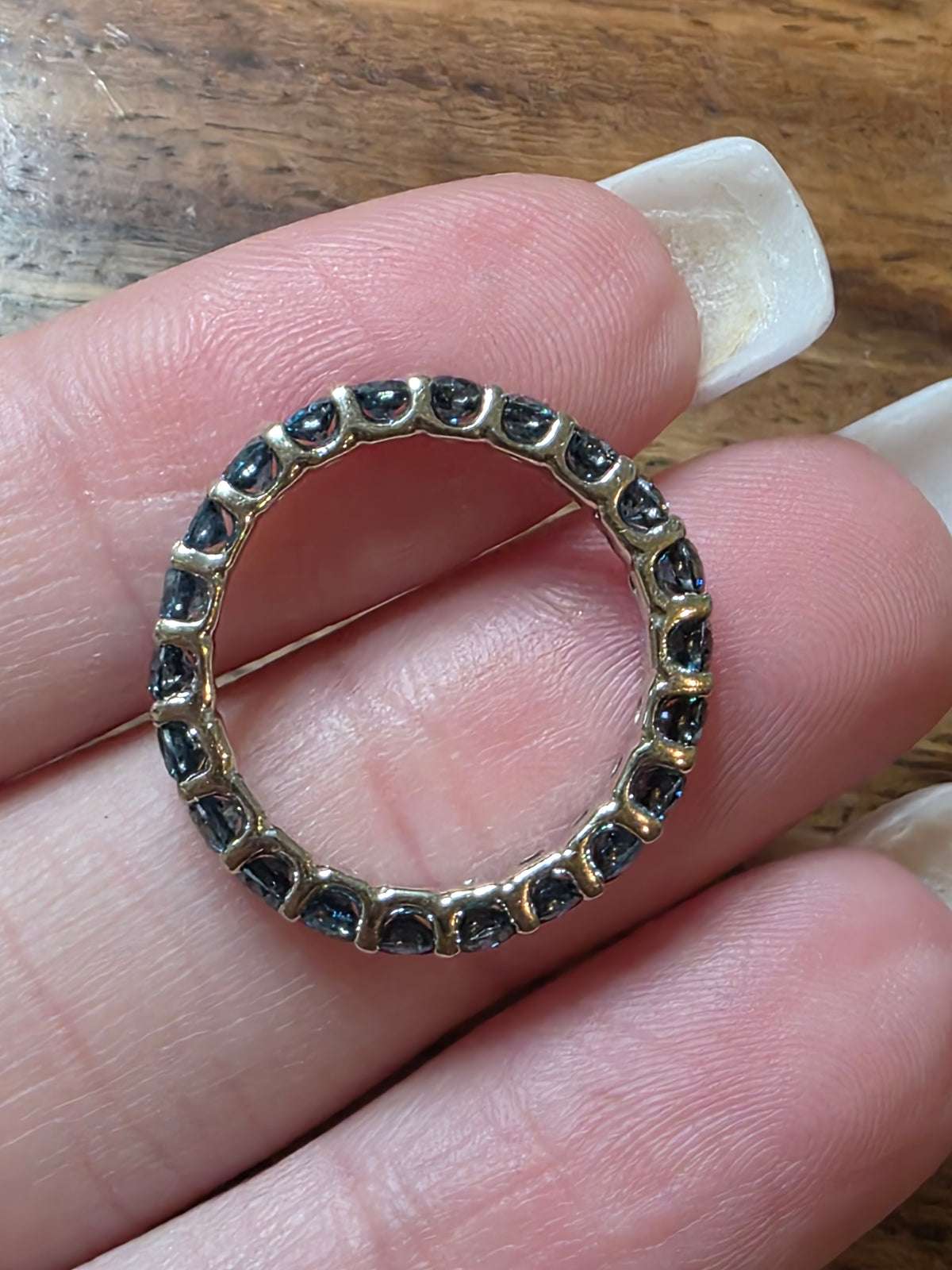 Estate 14k White Gold Blue Diamond Eternity Band Ring, 2.10ctw