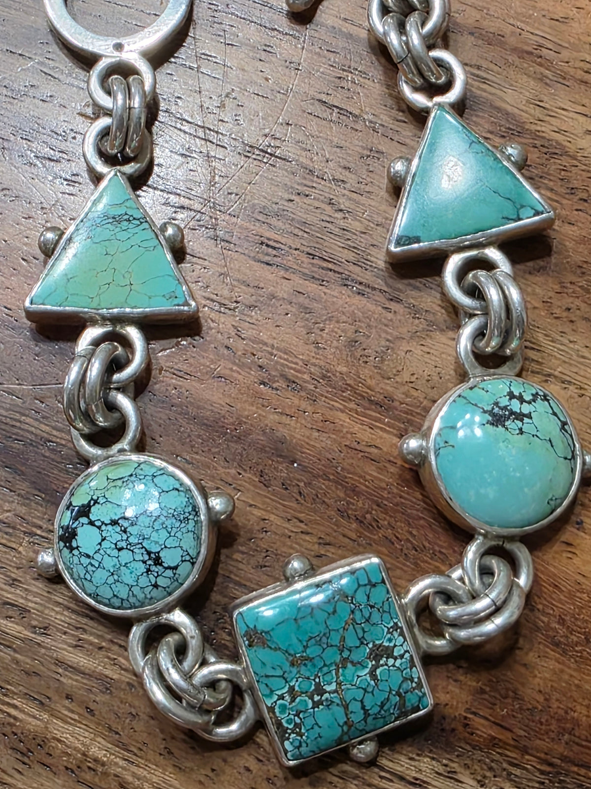 Keith Harryman Sterling Silver Turquoise Link Toggle Bracelet