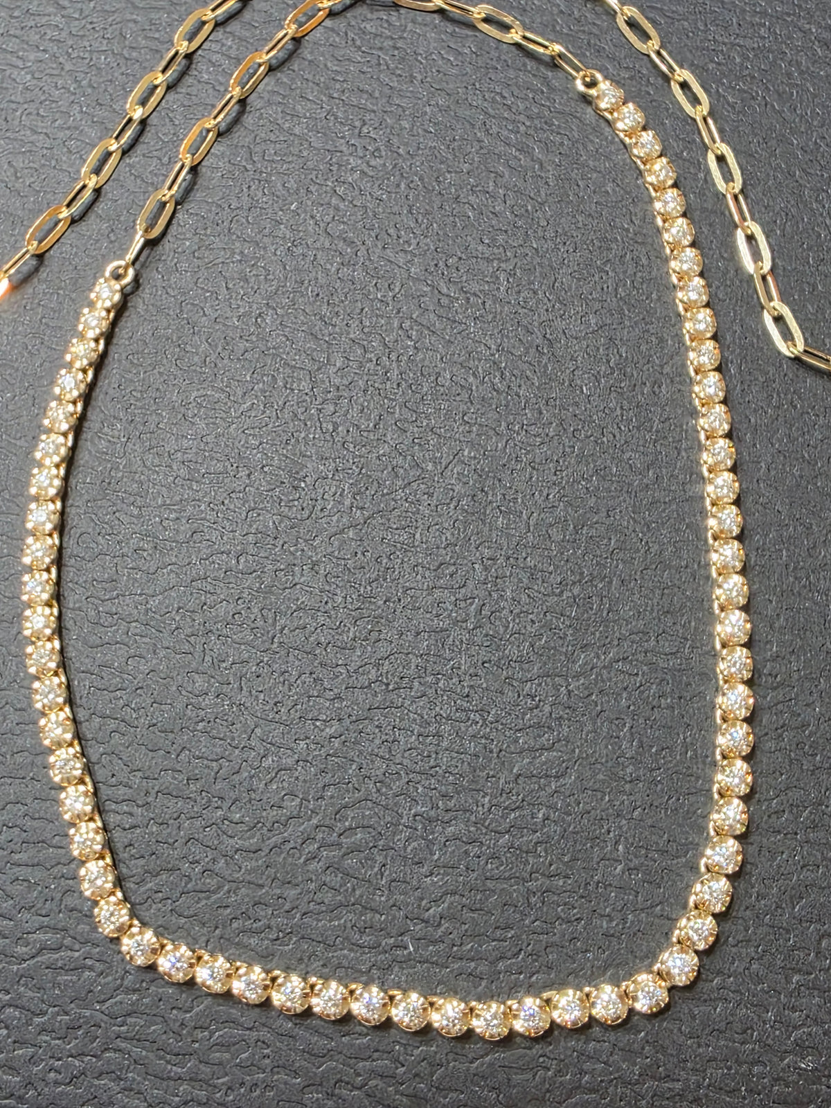 Diamond Half Tennis Necklace, 1.8ctw, 14k Yellow Gold