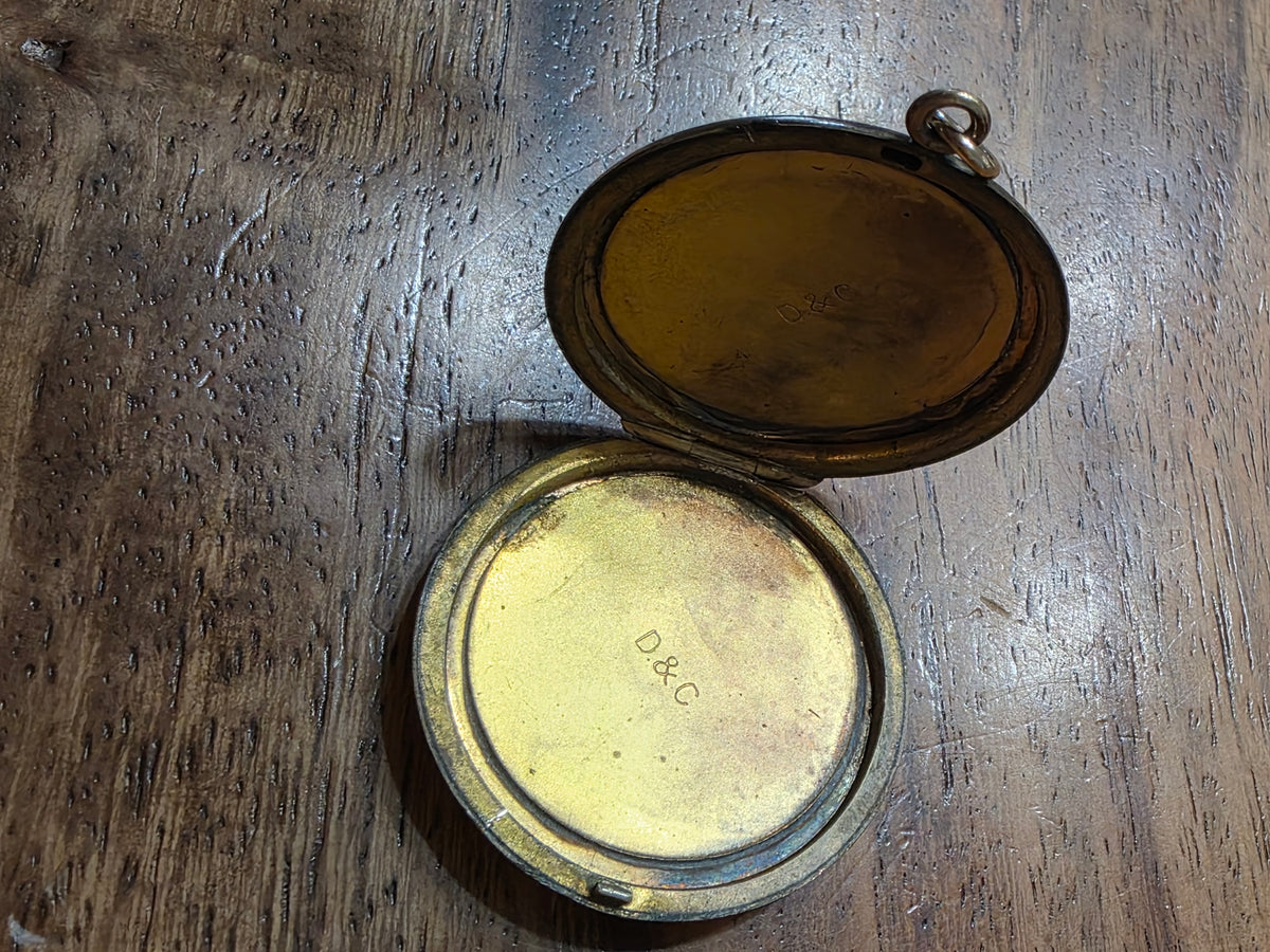 Antique Art Nouveau Gold Filled Repousse Locket Pendant Water Lily Flower c1900