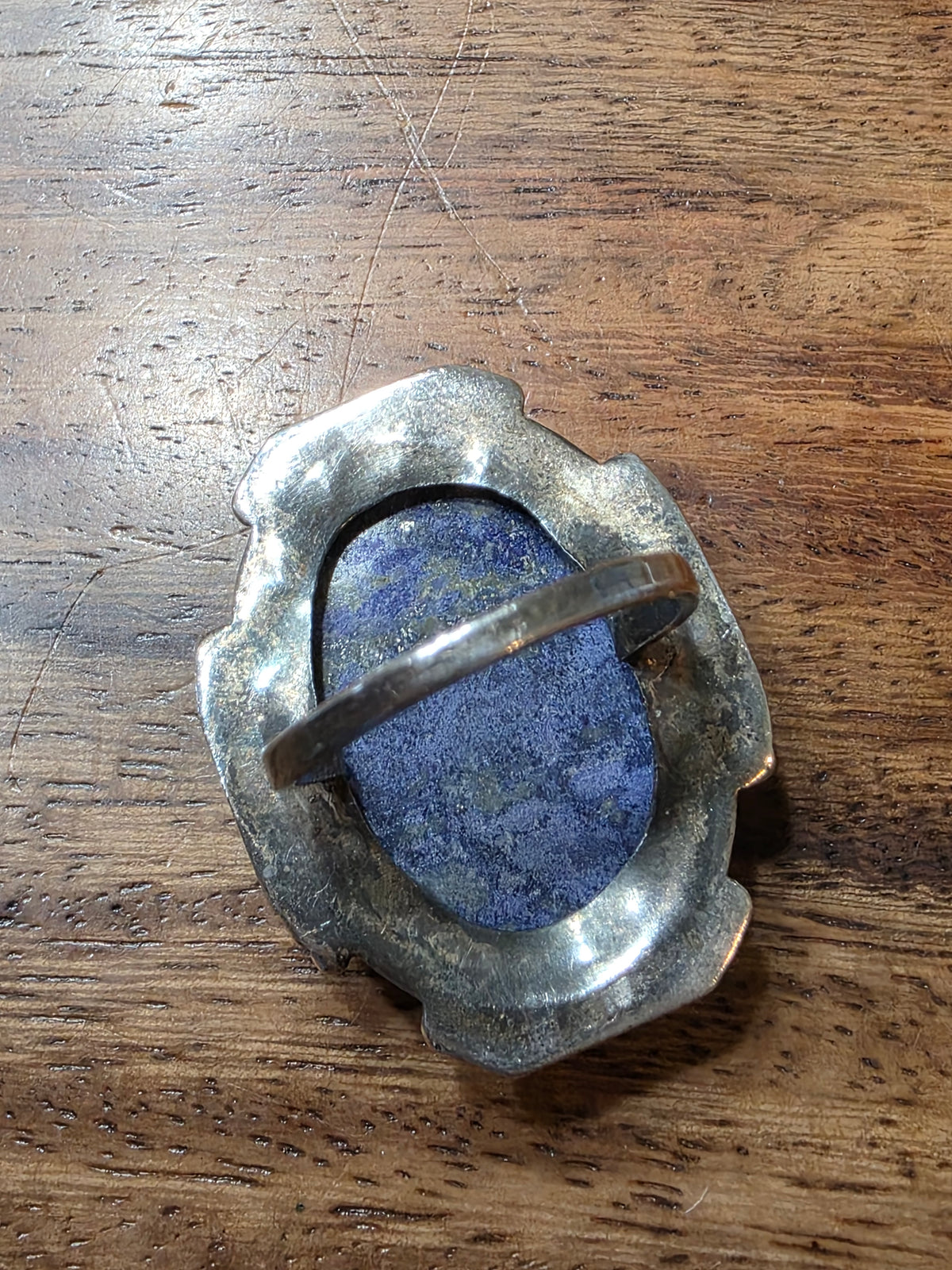 Vintage 925 Sterling Silver Oval Cabochon Blue Sodalite Statement Ring, MCM