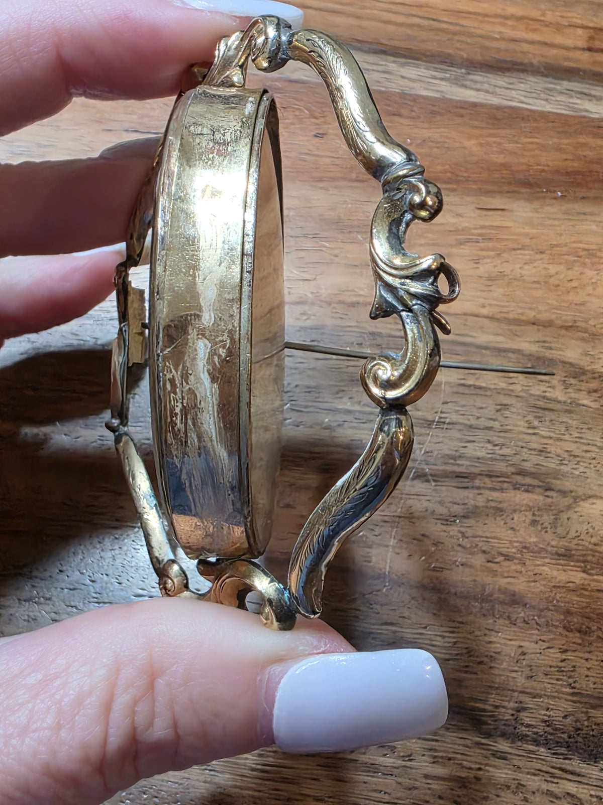 Antique Victorian Gold-Filled Swivel Locket Brooch Frame c. 1880s