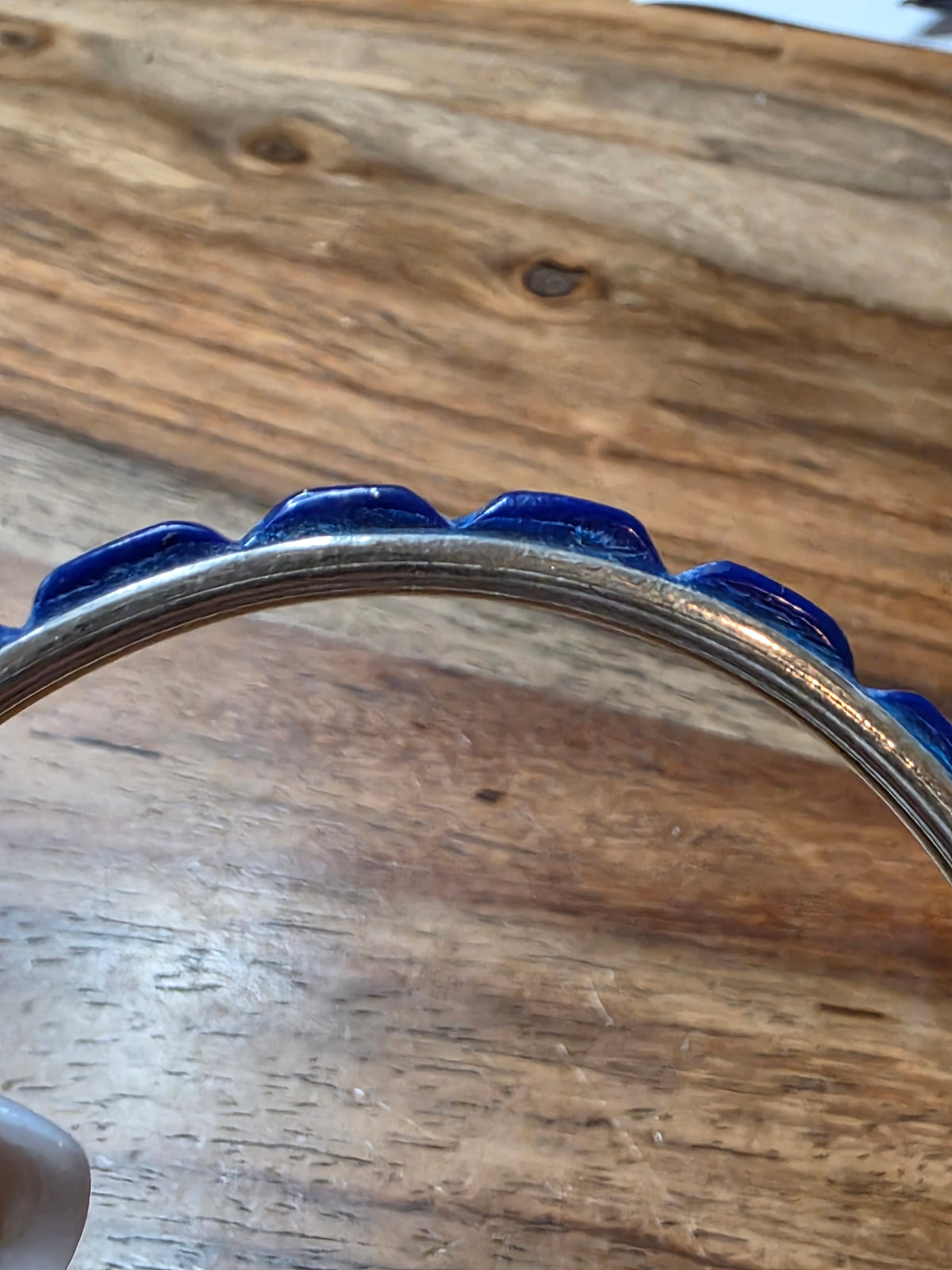Large Federico Jimenez Sterling Silver Blue Lapis Lazuli Hoop Earrings 2 7/8"