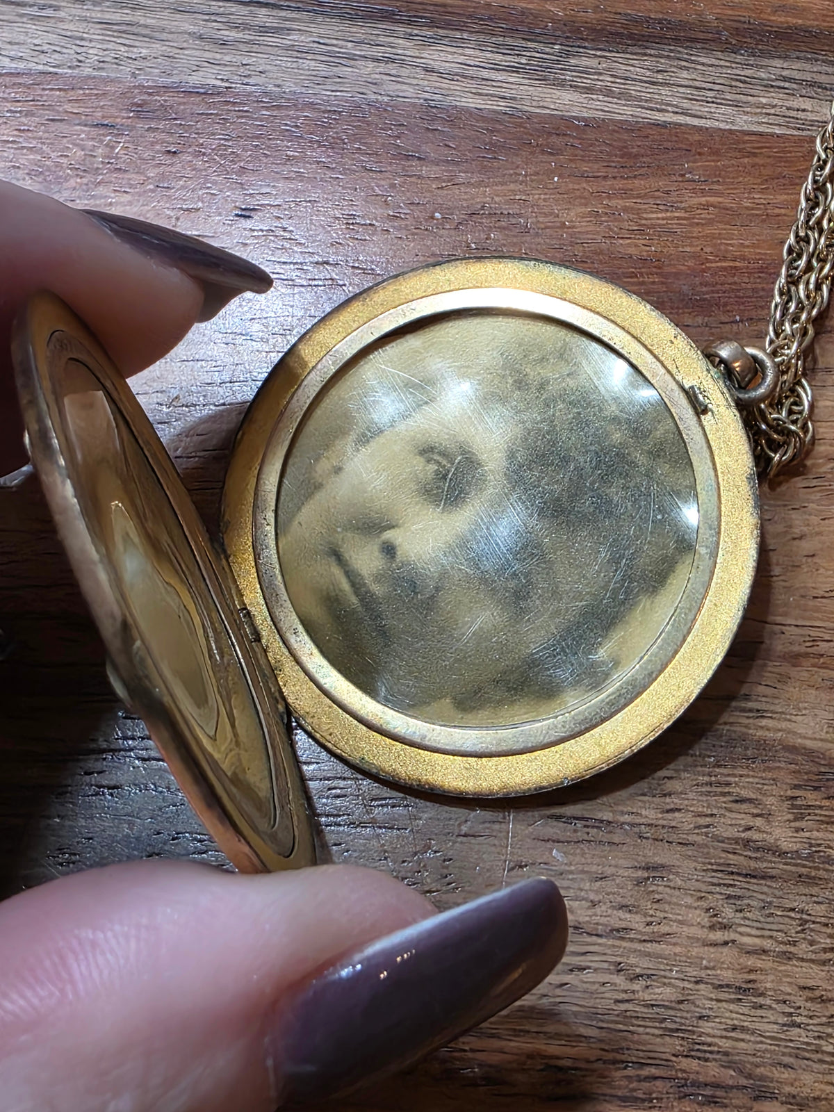 Antique Art NouveauGold Filled Large Round Locket Pendant Necklace Early 1900s