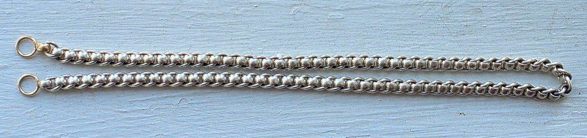 Marla Aaron 15" Sterling Rolling Curb Chain Necklace with 14k Yellow Gold Loops