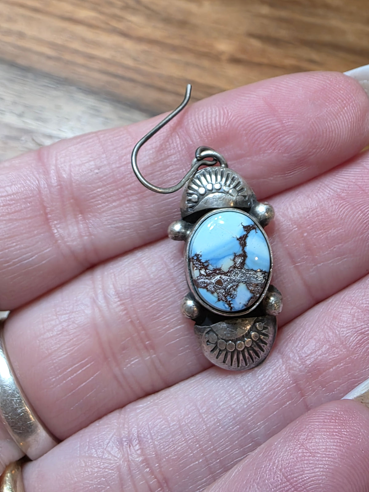Navajo Golden Hills Turquoise Dangle Earrings, 925