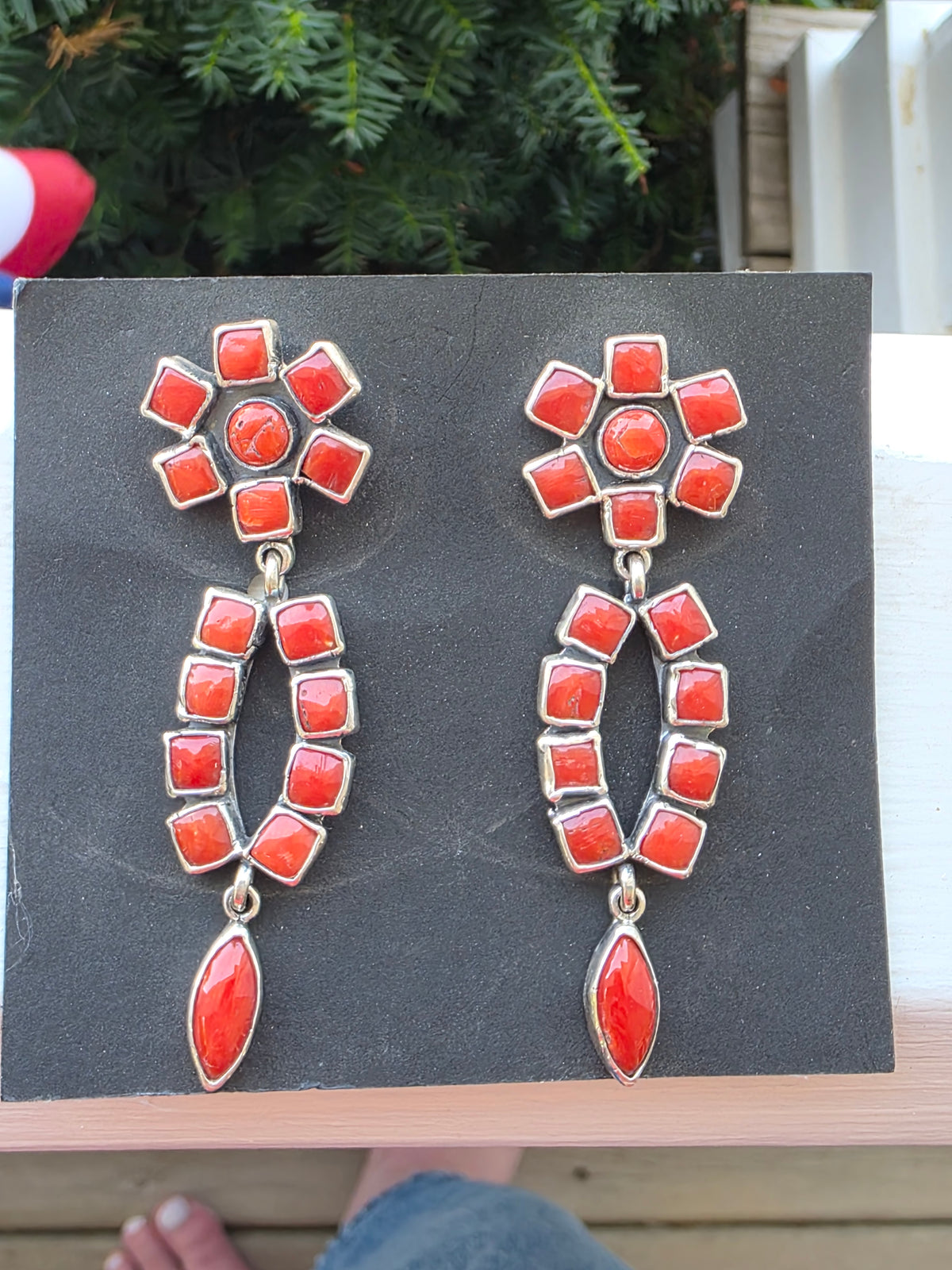 Federico Jimenez Oaxaca Sterling Silver Mediterranean Coral Earrings