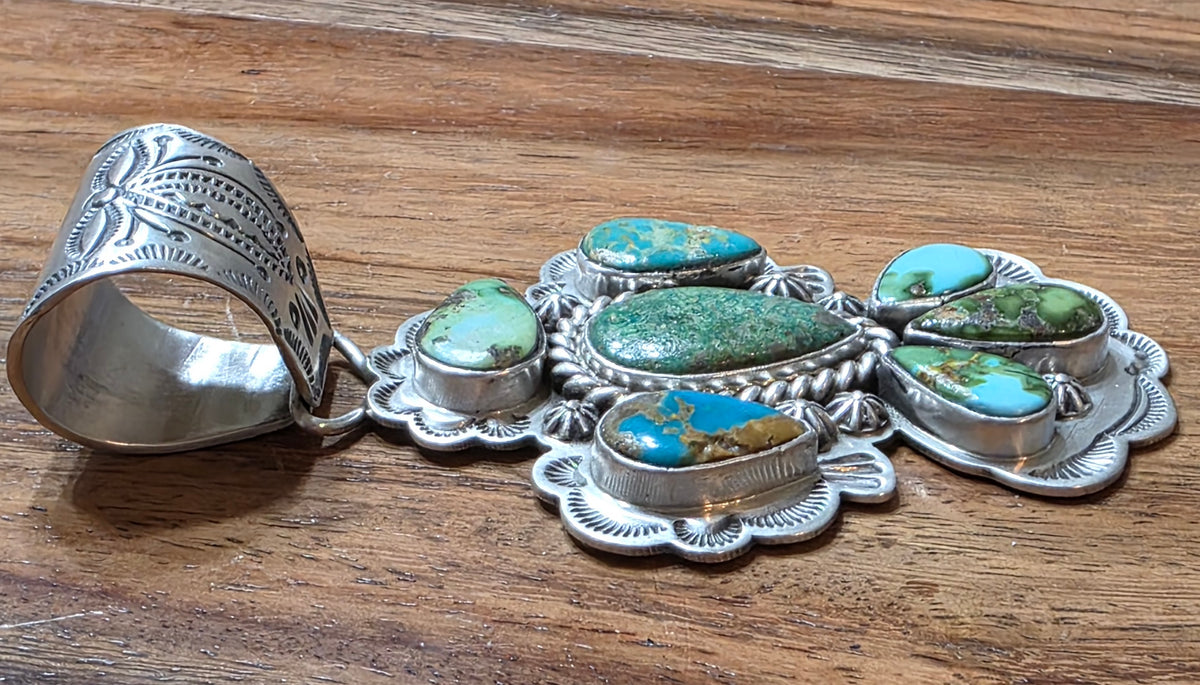 Navajo Charles Johnson Sonoran Gold Turquoise 925 Sterling Thunderbird Pendant
