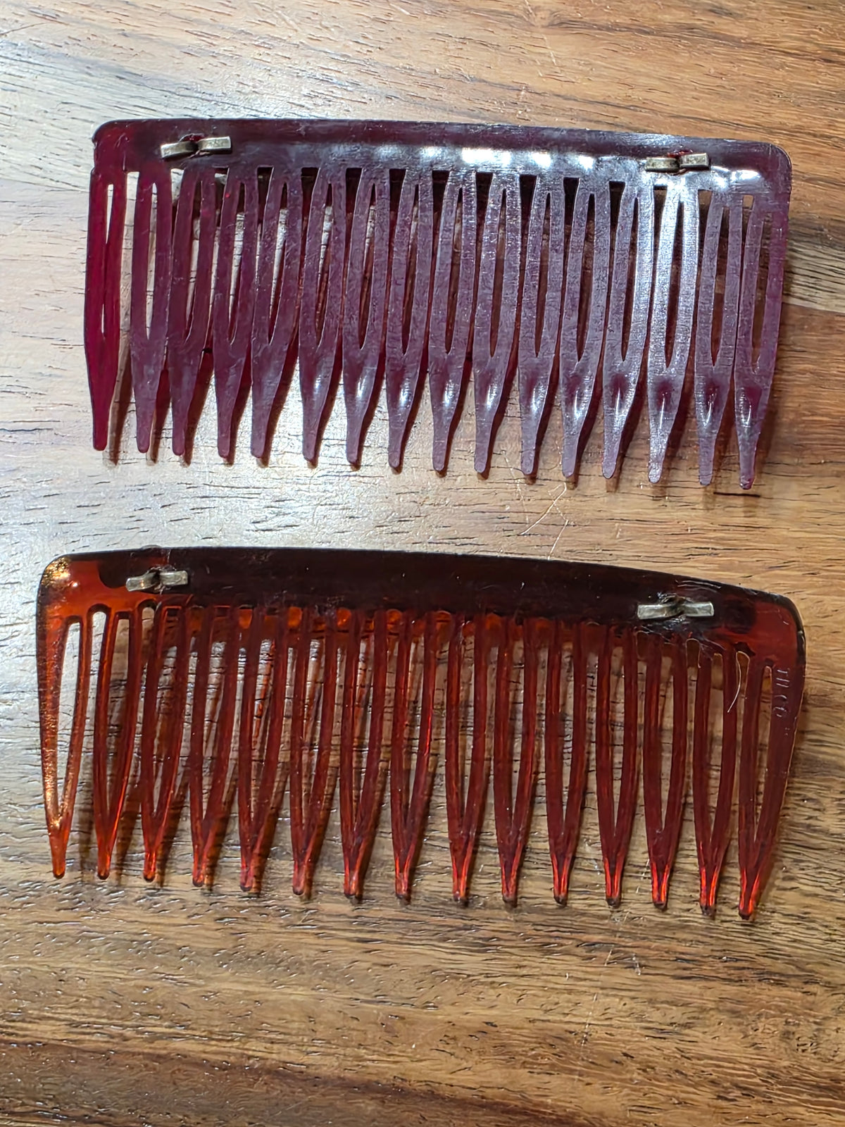 Old Pawn Zuni Indian Sterling Silver Snake Eye Turquoise Hair Combs