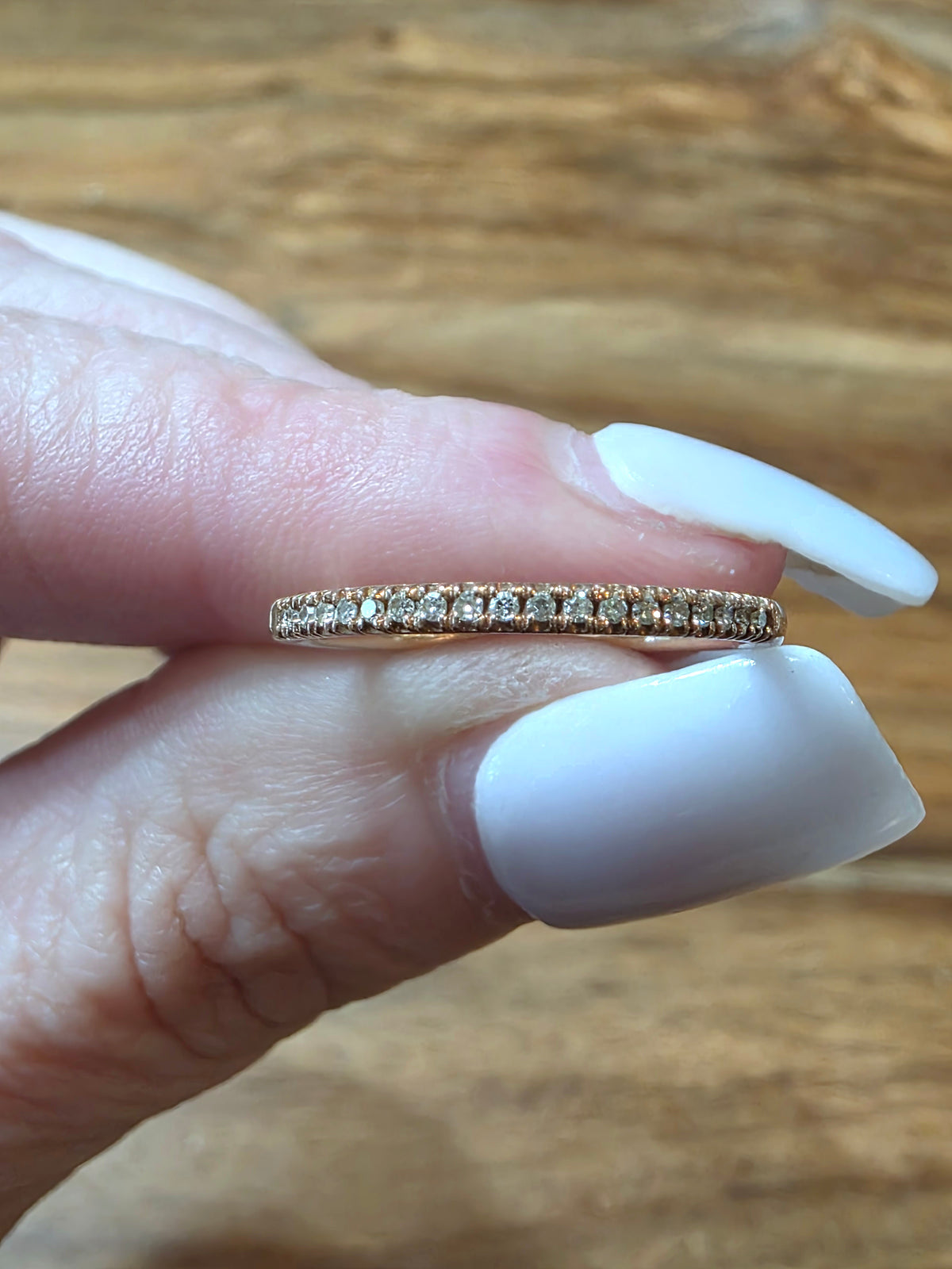 Estate 10k Rose Gold Pave Diamond Stacker Band, .19ctw, Size 7, Half Eternity