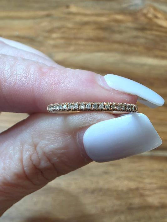 Estate 10k Rose Gold Pave Diamond Stacker Band, .19ctw, Size 7, Half Eternity
