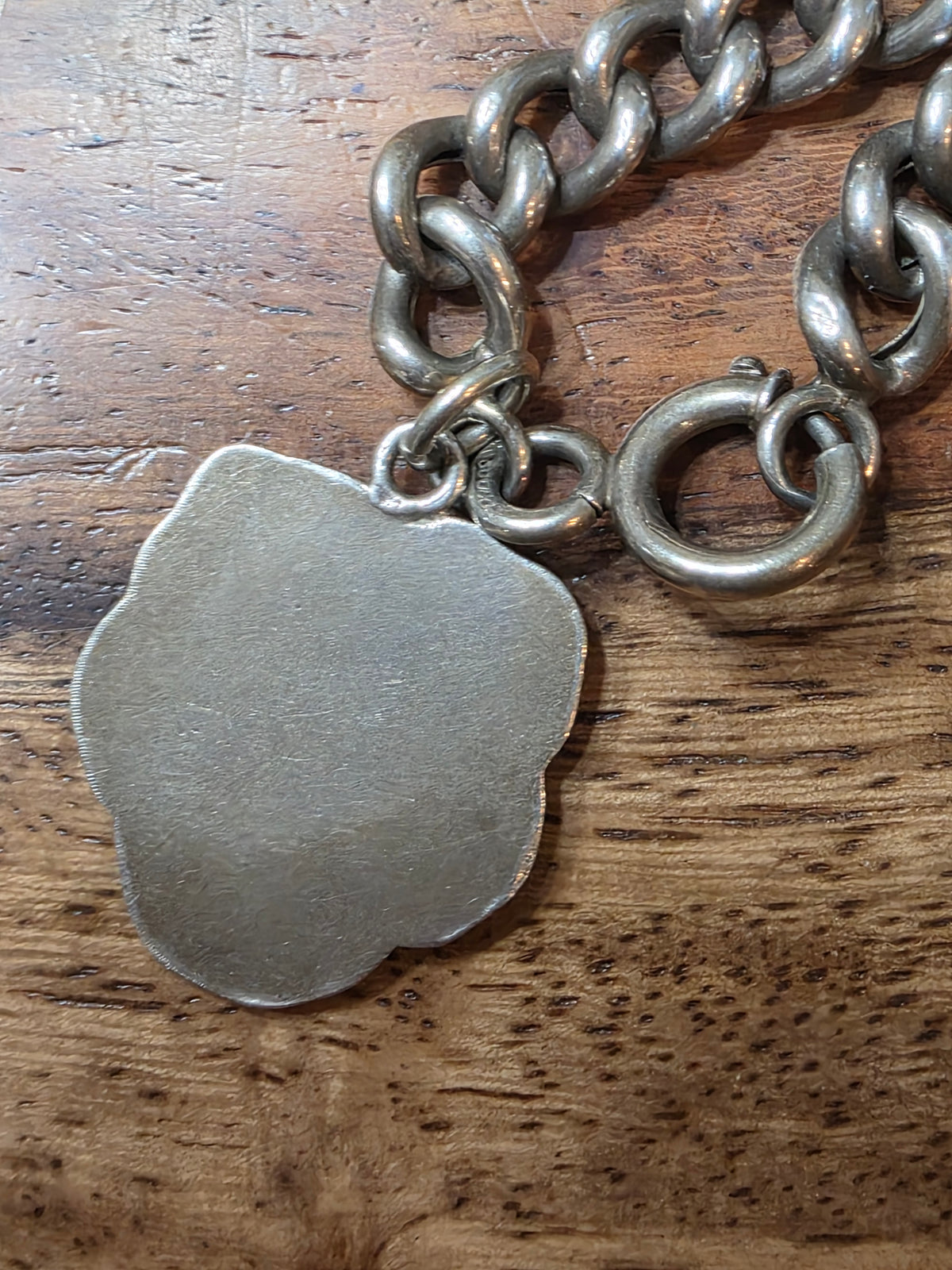 Antique Art Nouveau 800 Silver Gibson Girl Charm Bracelet, Curb Chain